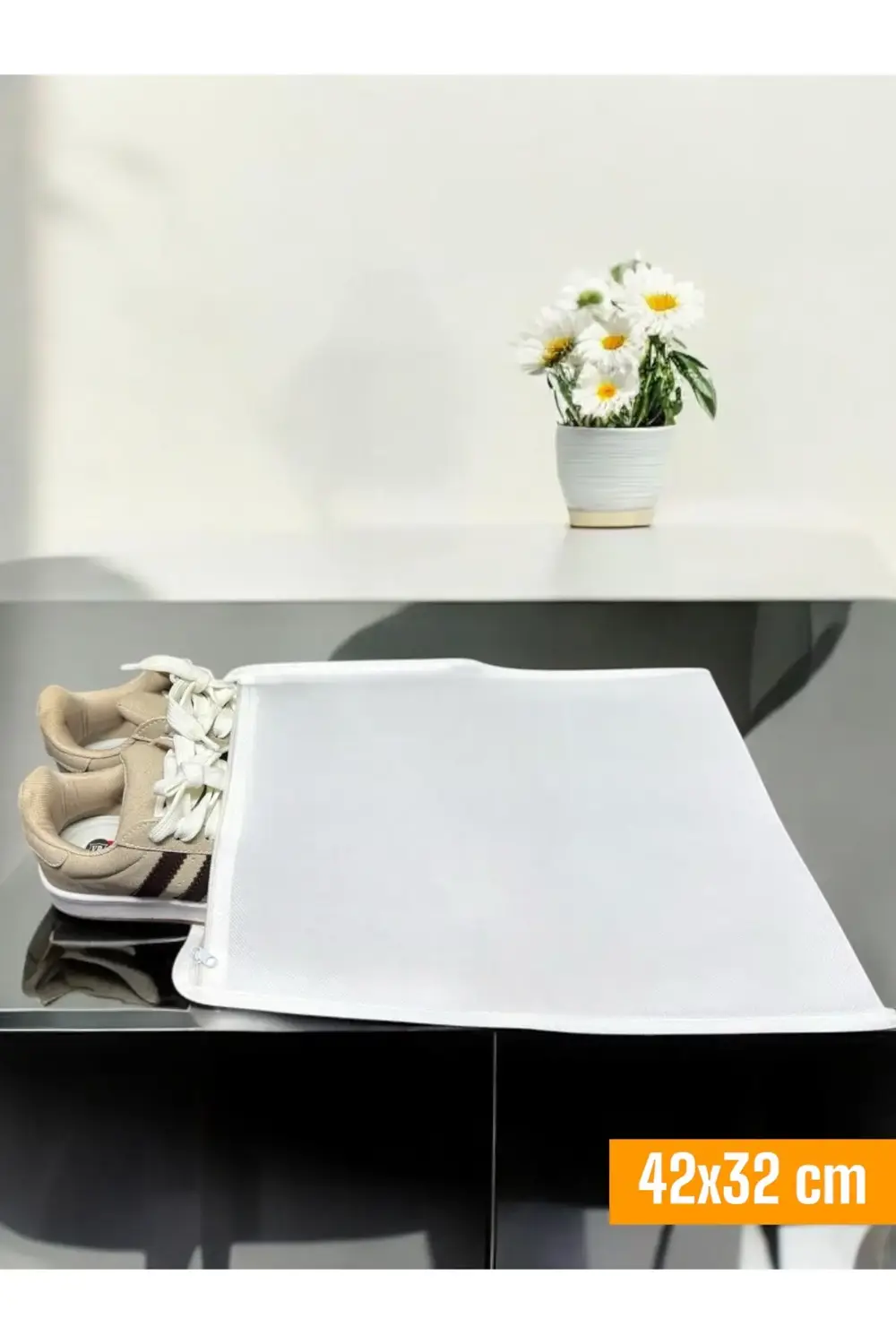 Beyaz Ayakkabı Saklama Çantası Seyahat Hurcu Çok Amaçlı Fermuarlı