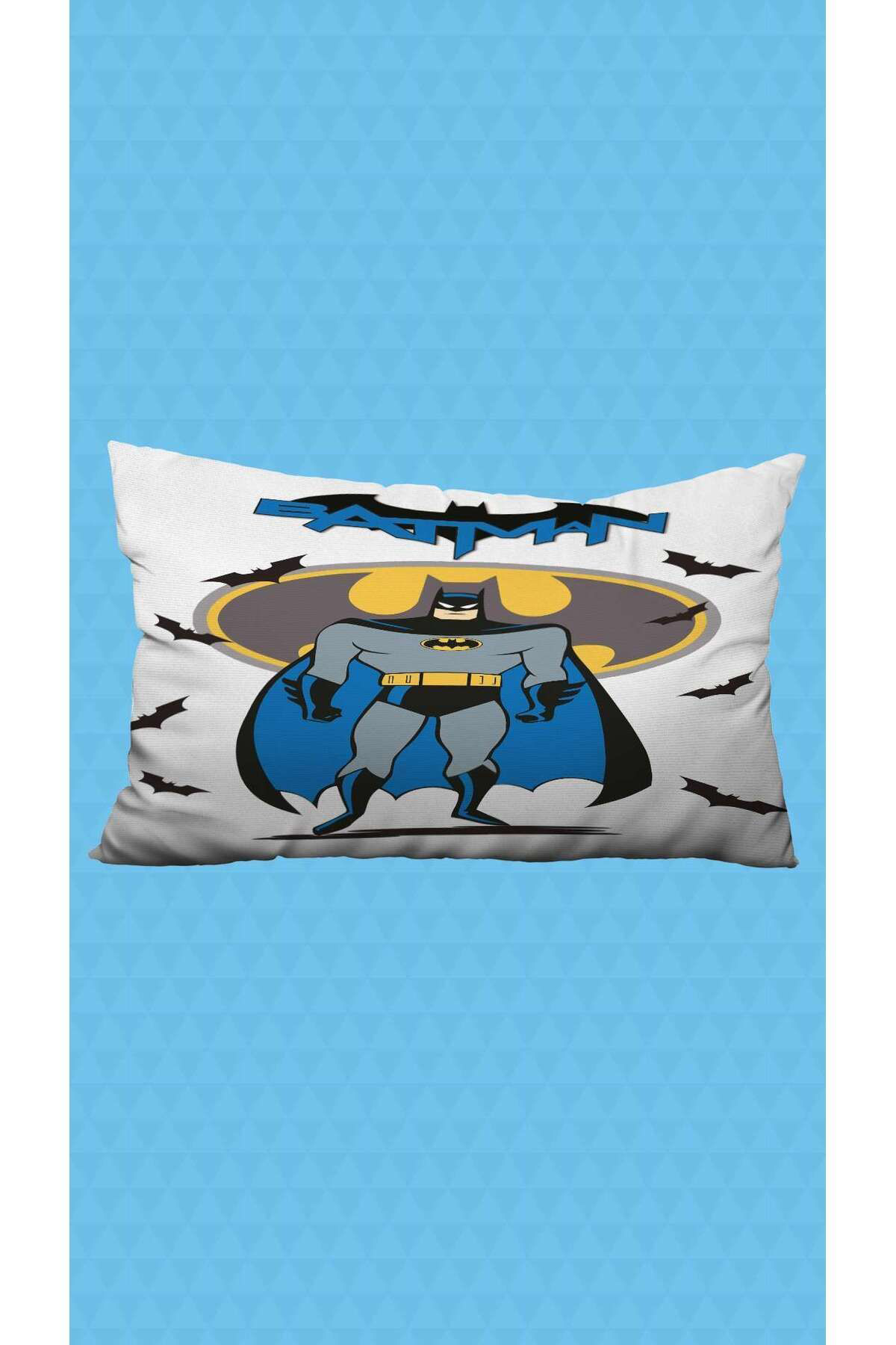 Evan Home Beyaz Batman Desenli Çocuk Odasi Takim Perde (İki Kanat),Yatak Örtüsü,Yastik,Kirlent ,Hali,Tablo