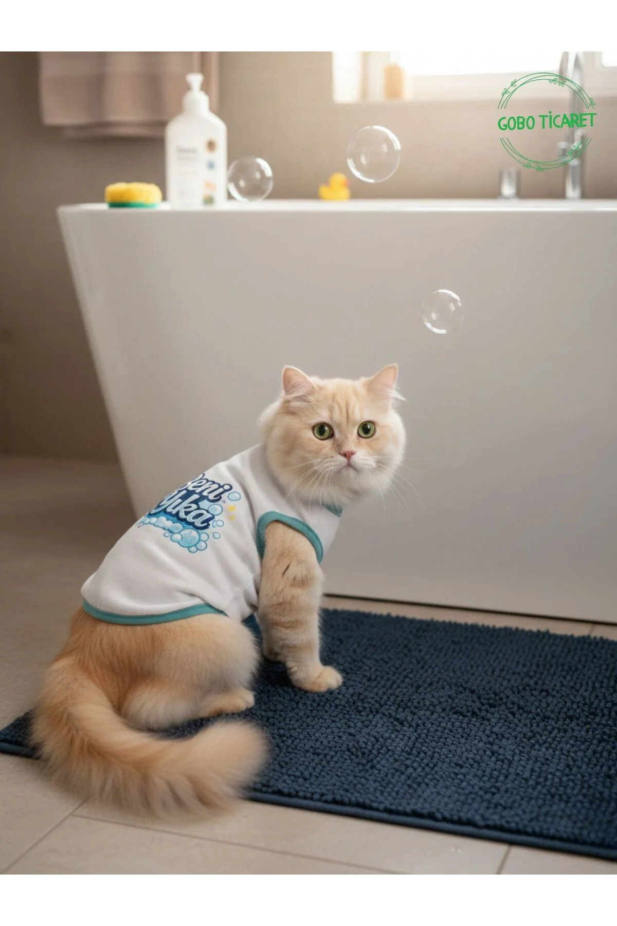 Beyaz Beni Yıka Baskılı Kedi ve Köpek Kıyafeti–Evcil Hayvan Tişör