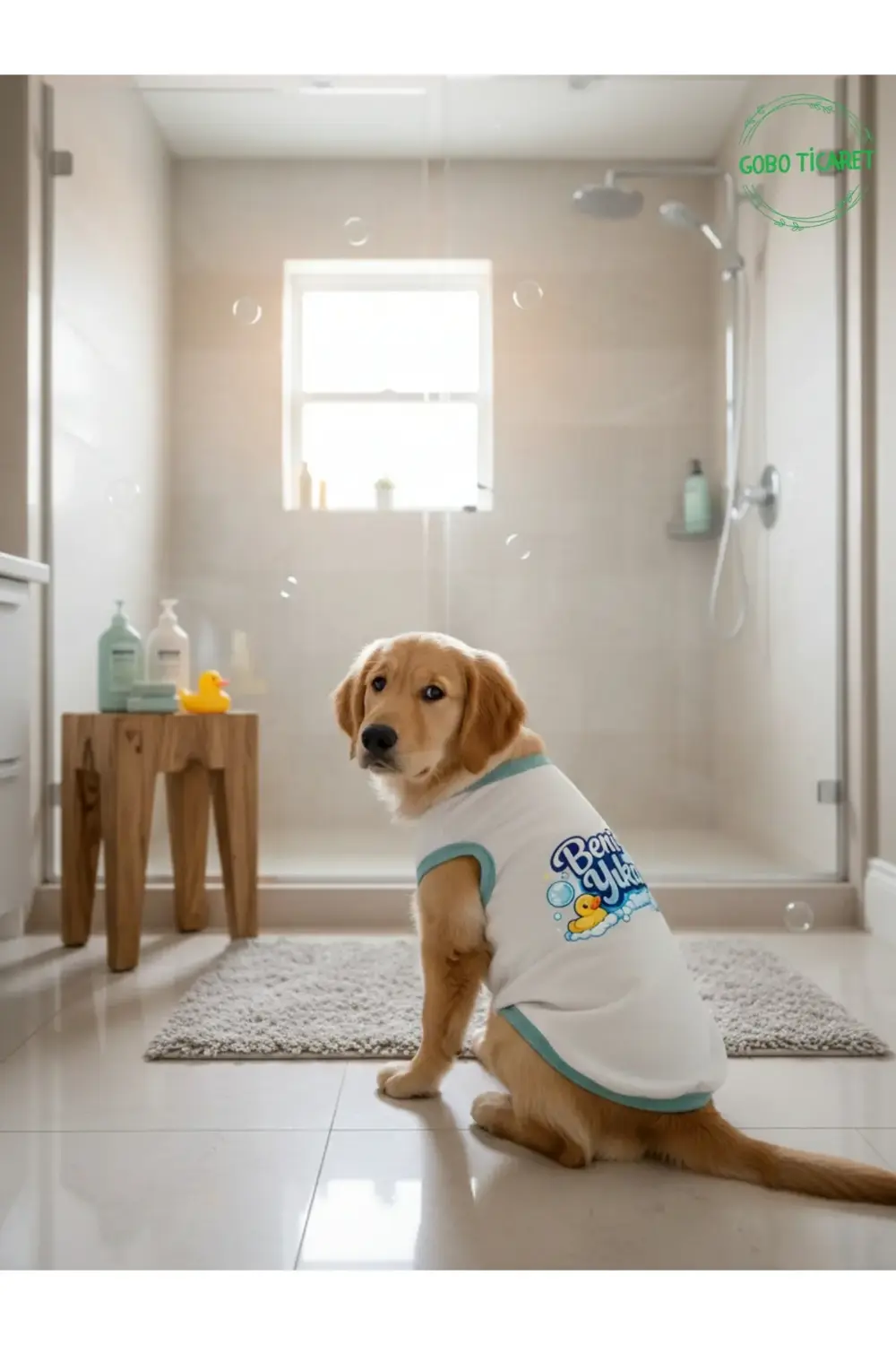 Beyaz Beni Yıka Baskılı Kedi ve Köpek Kıyafeti–Evcil Hayvan Tişör