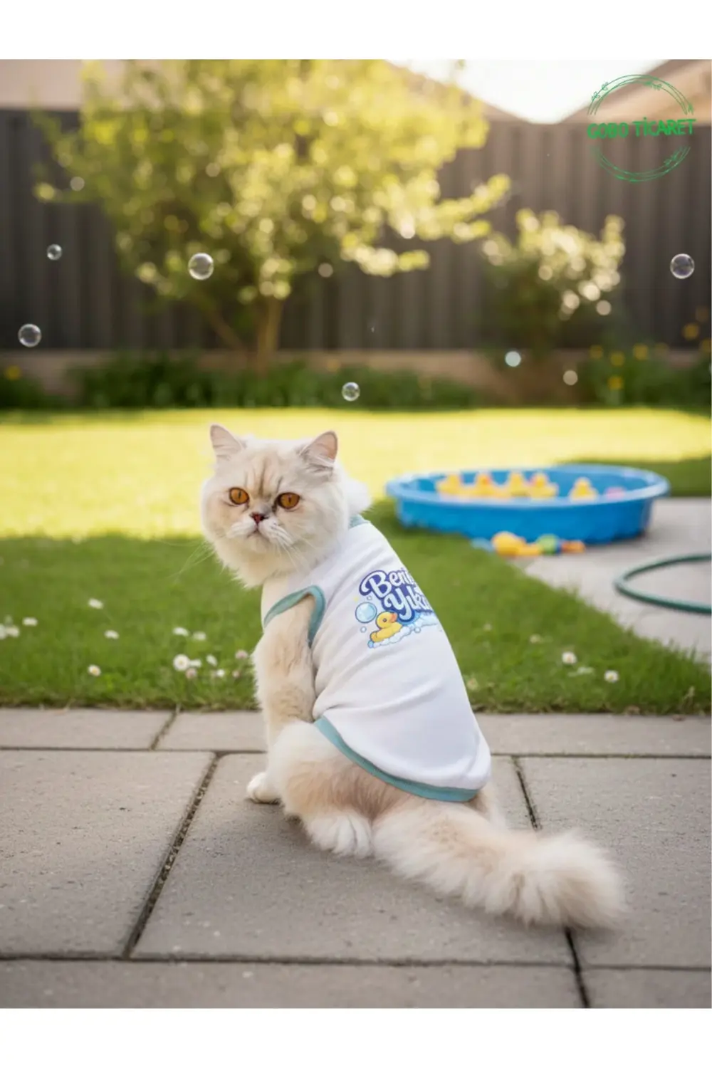 Beyaz Beni Yıka Baskılı Kedi ve Köpek Kıyafeti–Evcil Hayvan Tişör