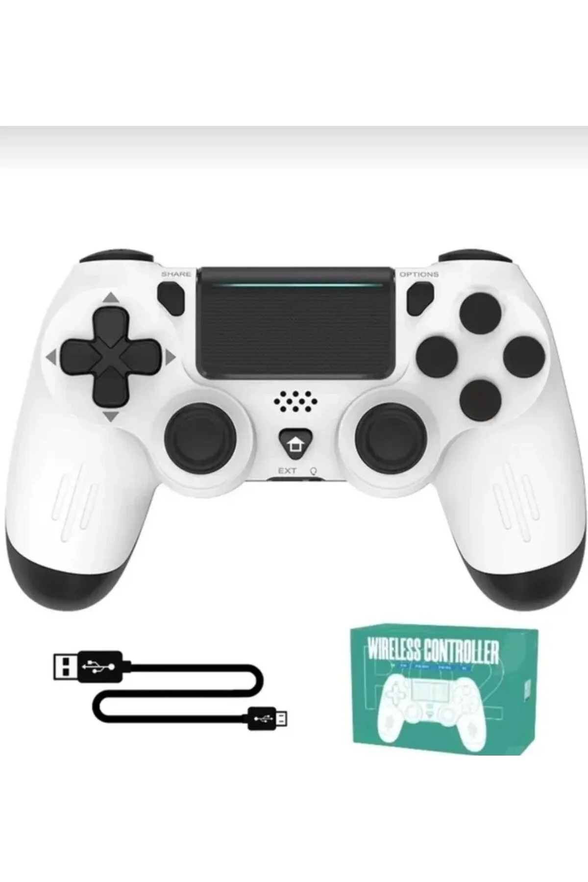 Beyaz Bluetooth bağlantılı Playstation 4 uyumlu kablosuz joystick oyun kolu - Var Hızlı Şarj