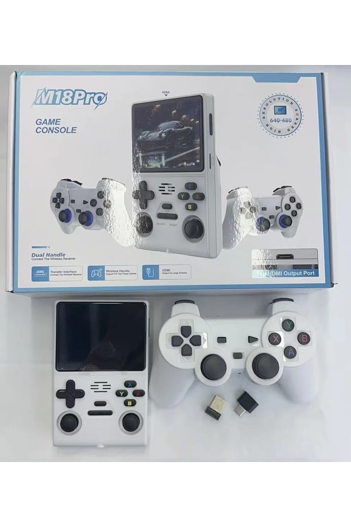 Beyaz Bluetooth özellikli retro arcade oyun konsolu ve rocker Wi-Fi TV bağlantılı