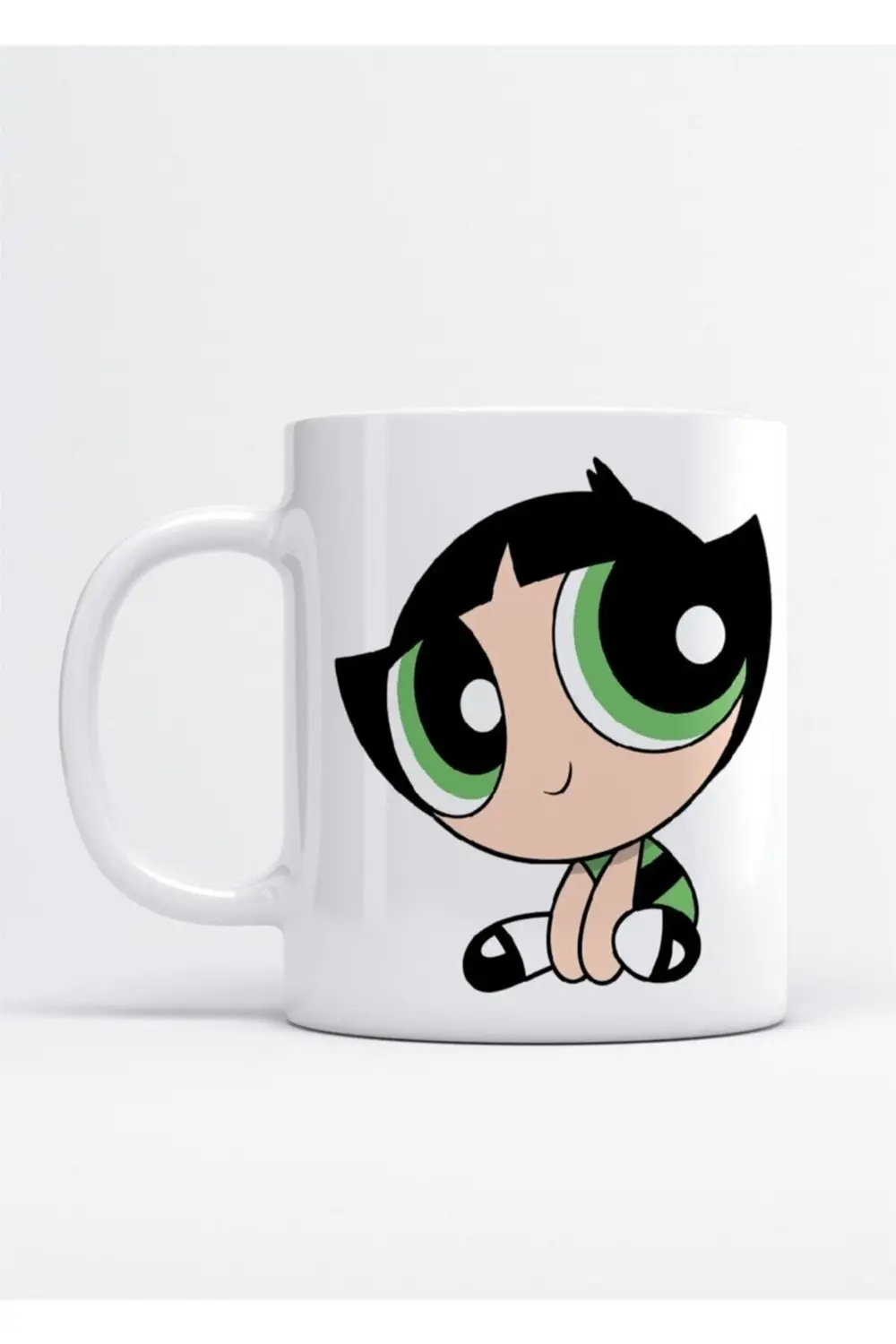 Beyaz Buttercup Powerpuff Girls Baskılı Porselen Kupa Bardak