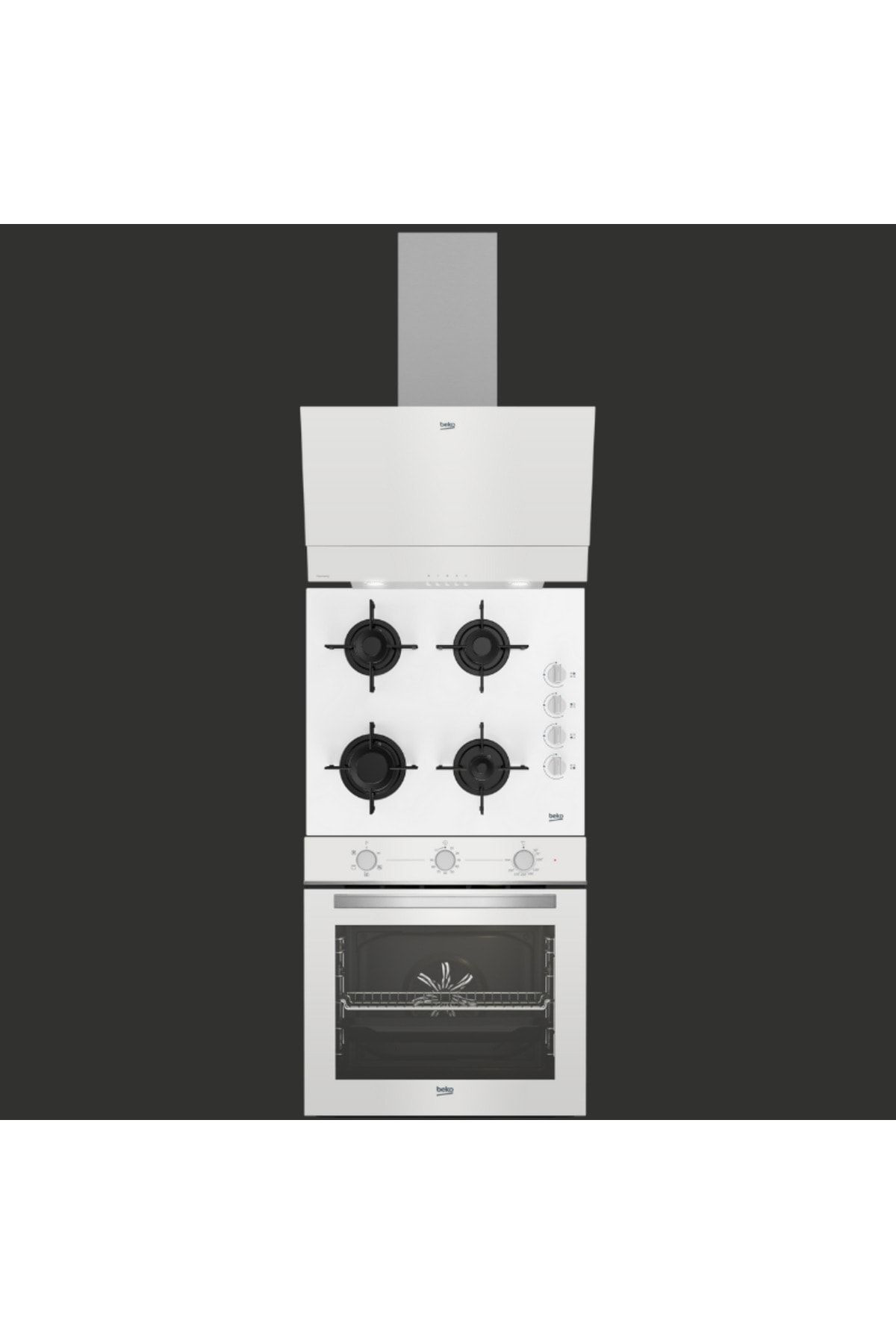 Beko Beyaz Cam 3Lü Ankastre Set