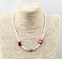 Tükkan Accessories Beyaz Cam Boncuk Nazar Ve Doğaltaş Detay Mor Fare Figür Kolye-0Ko