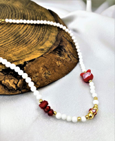 Tükkan Accessories Beyaz Cam Boncuk Nazar Ve Doğaltaş Detay Mor Fare Figür Kolye-0Ko