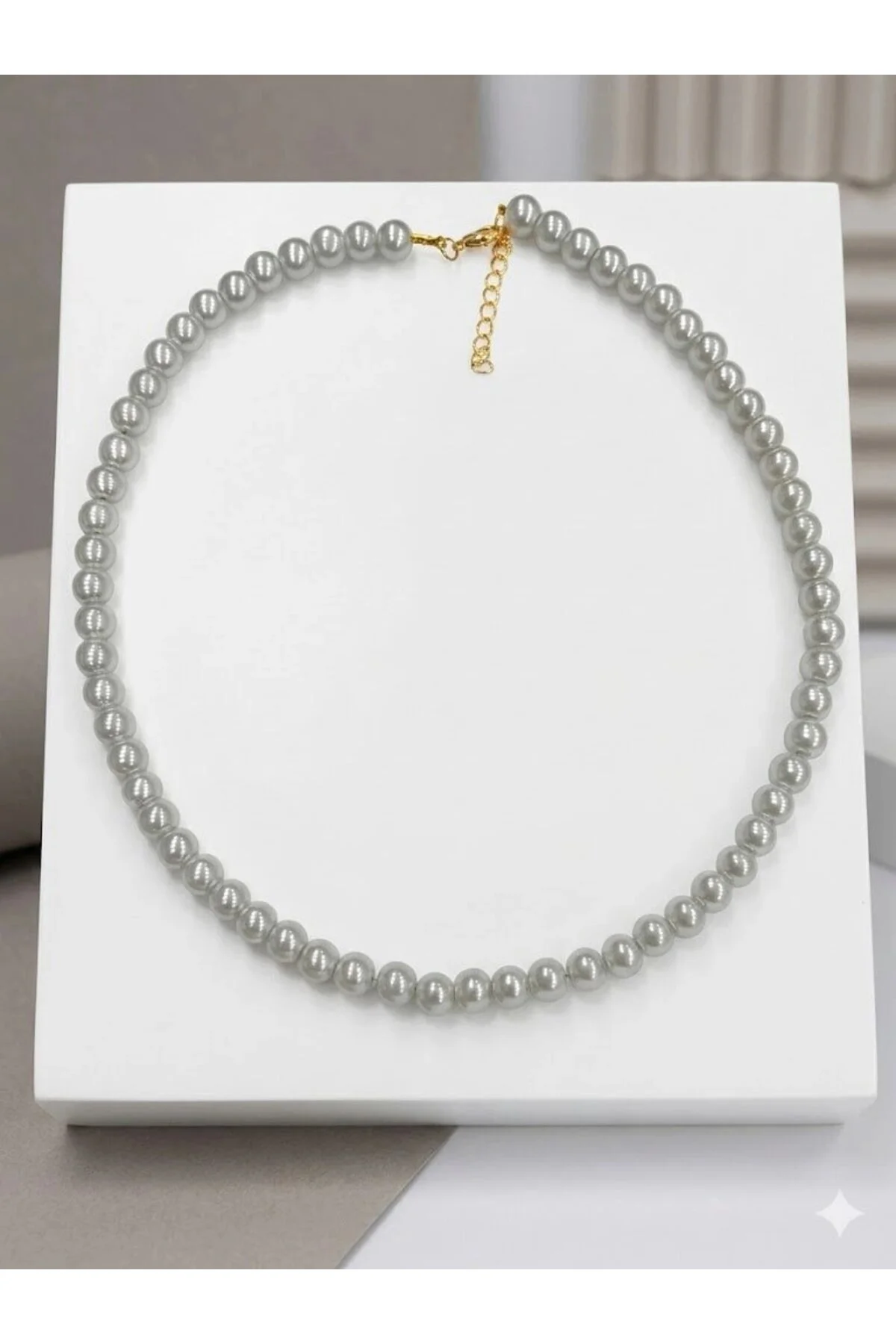 Beyaz Cam İnci Kolyeler 40+5 Cm - Kl0301