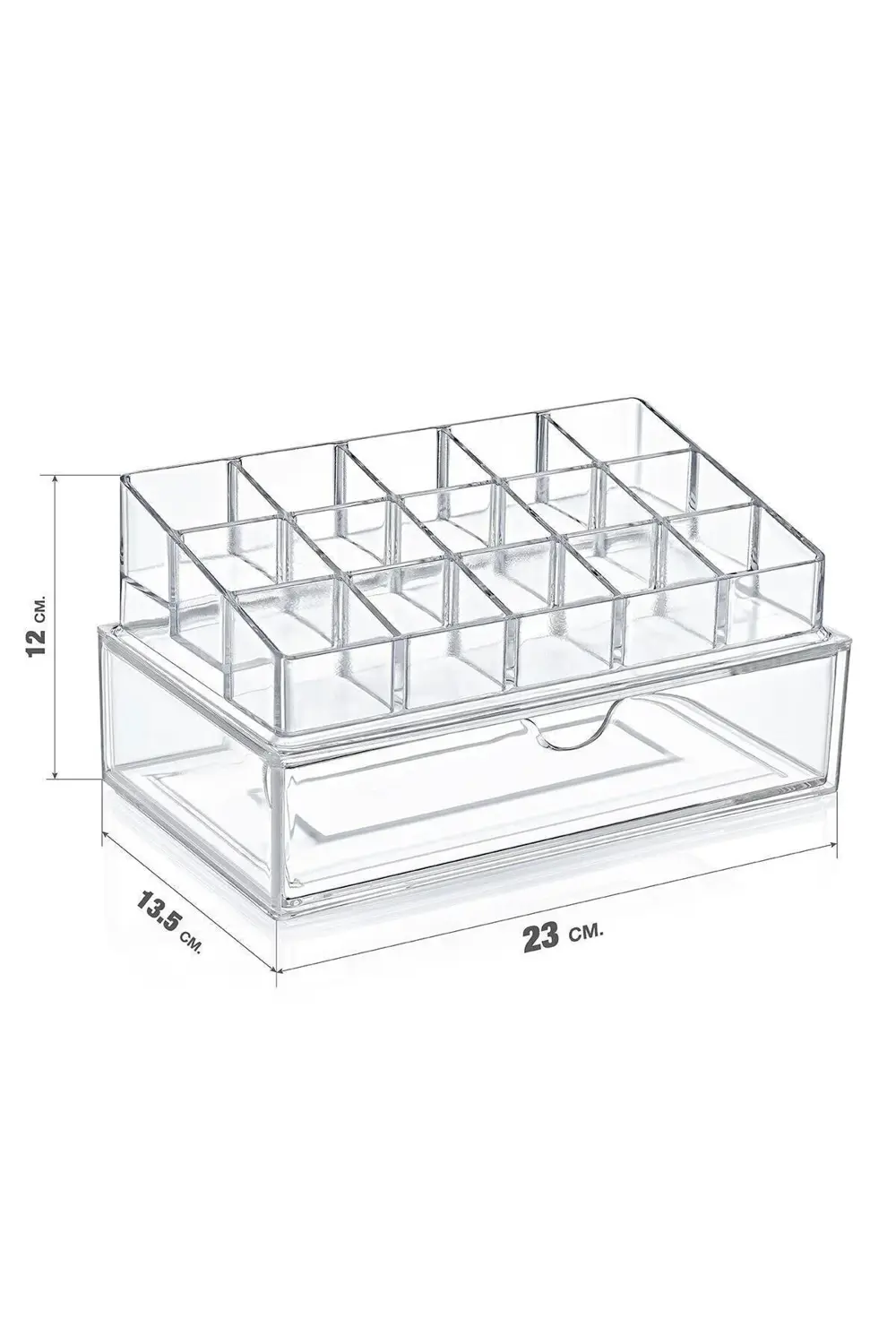 Beyaz Çekmeceli Manikür ve Makyaj Düzenleyici, Oje Standı, Organi