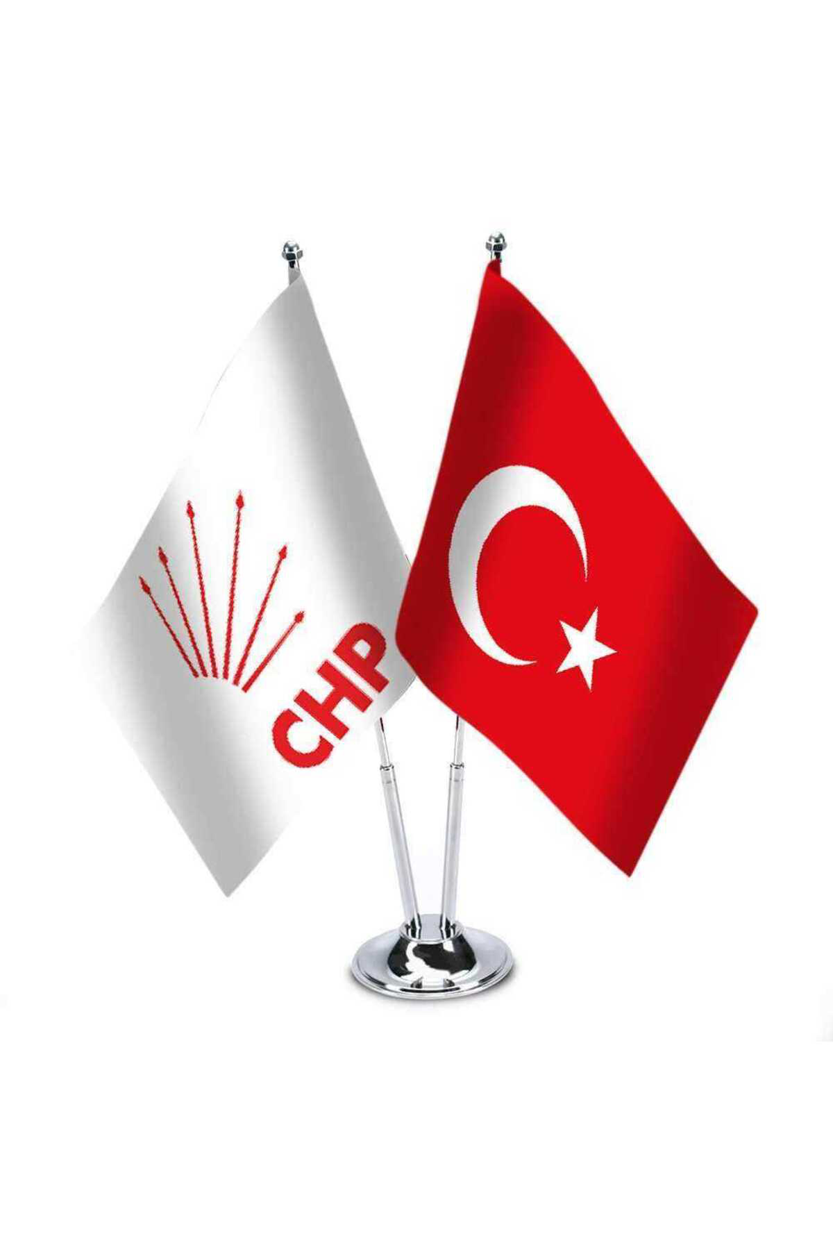 Beyaz, CHP ve Türkiye - İkili Saten Masa Bayrağı