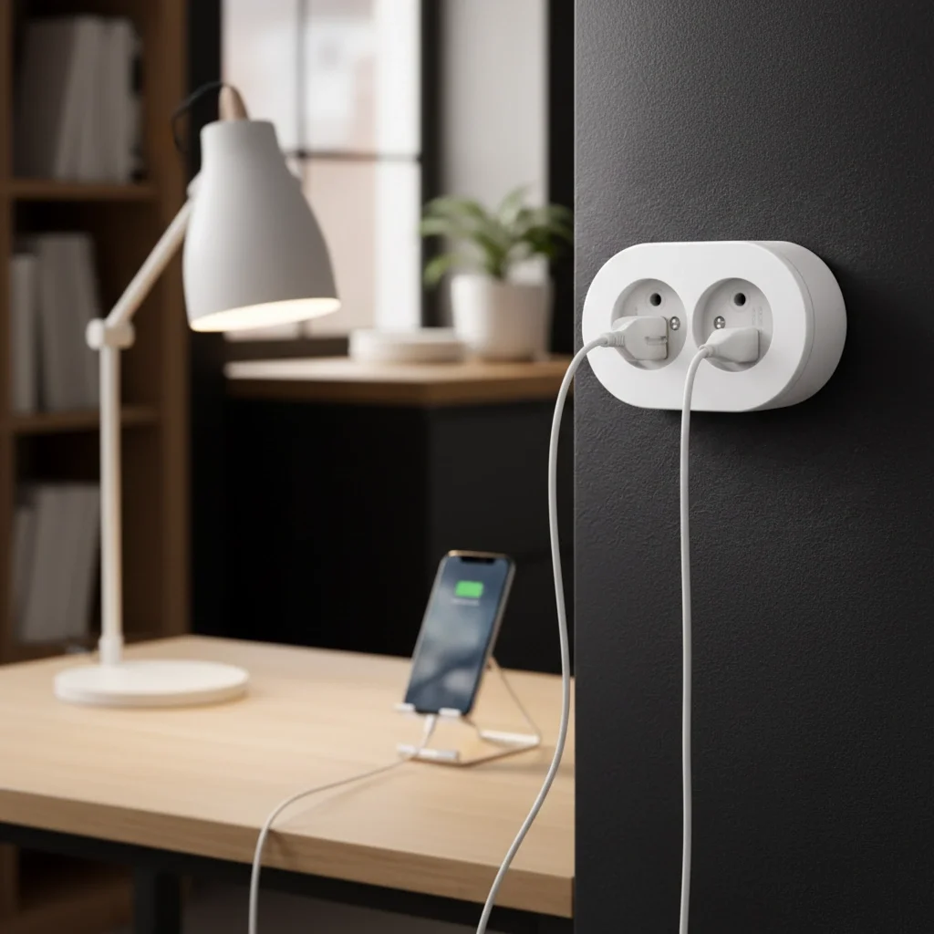 Beyaz Çift Girişli Topraklı Sıva Üstü Elektrik Prizi, Modern Tasa