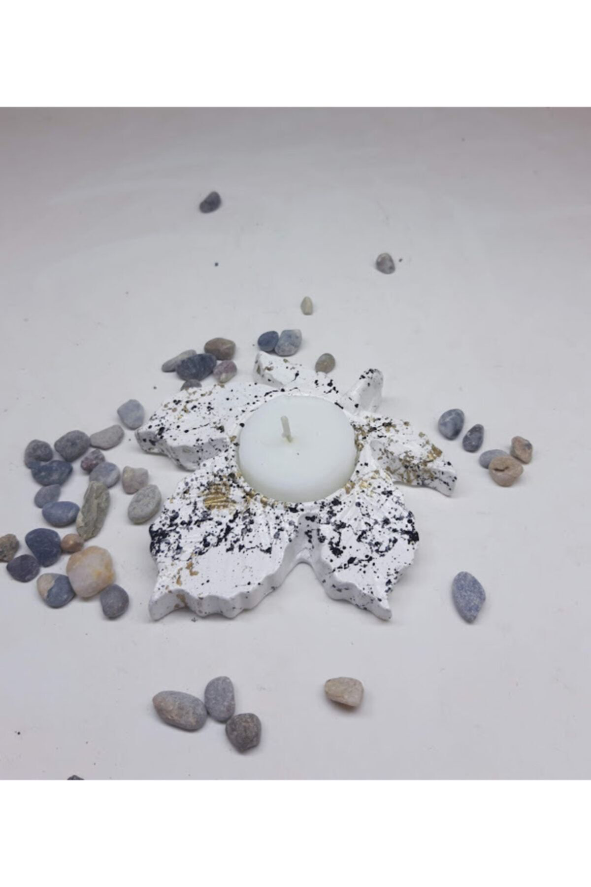 Dodemert Home Beyaz Çinar Yaprak Beton Mumluk
