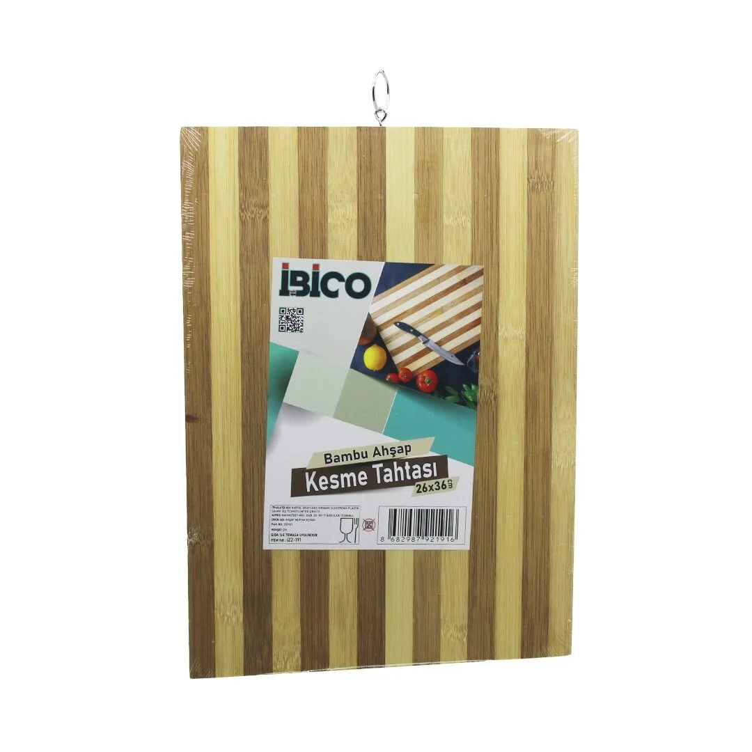 Beyaz Çizgili Ahşap Bambu Kesim Panosu - Kesme Tahtası Metal Kulplu 26 X 36 X 1.4cm Bx40 Fiyatı, Yorumları ve Özellikleri