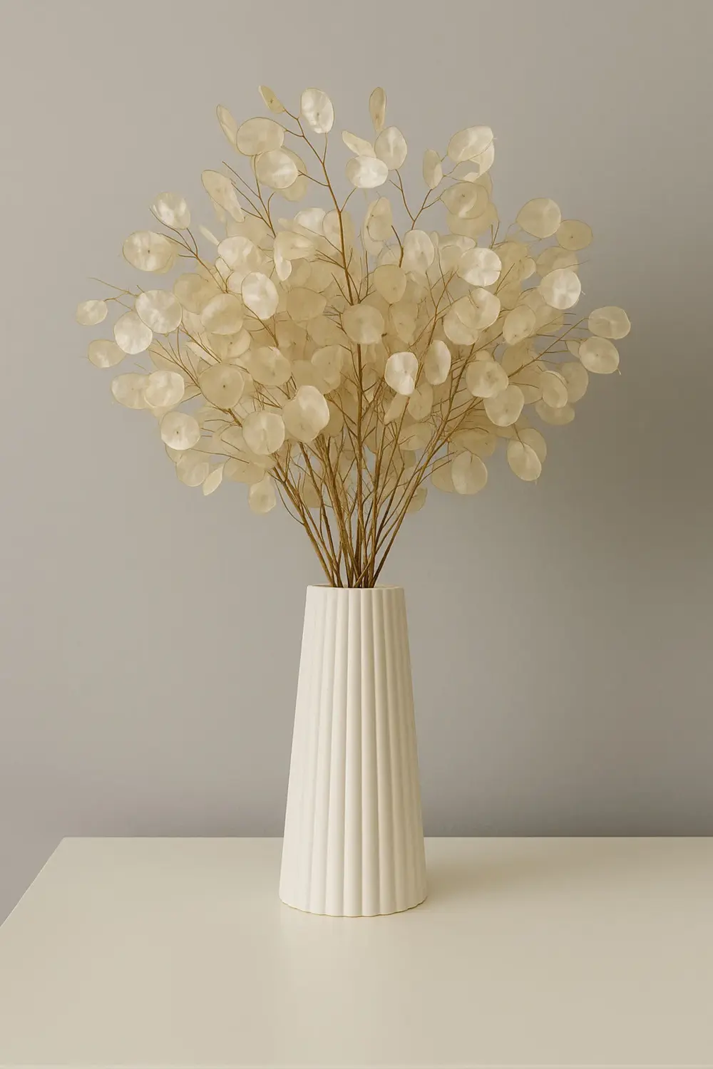 Beyaz Çizgili Büyük Boy Vazo – İskandinav Stil