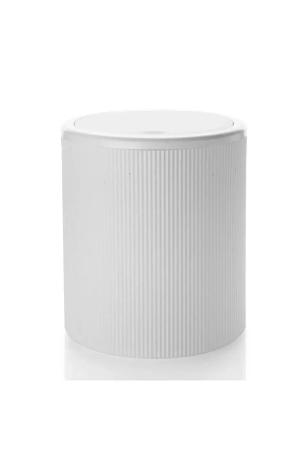 Beyaz Çizgili Yuvarlak 6L Çöp Kovası, Banyo ve Mutfak için şık ve