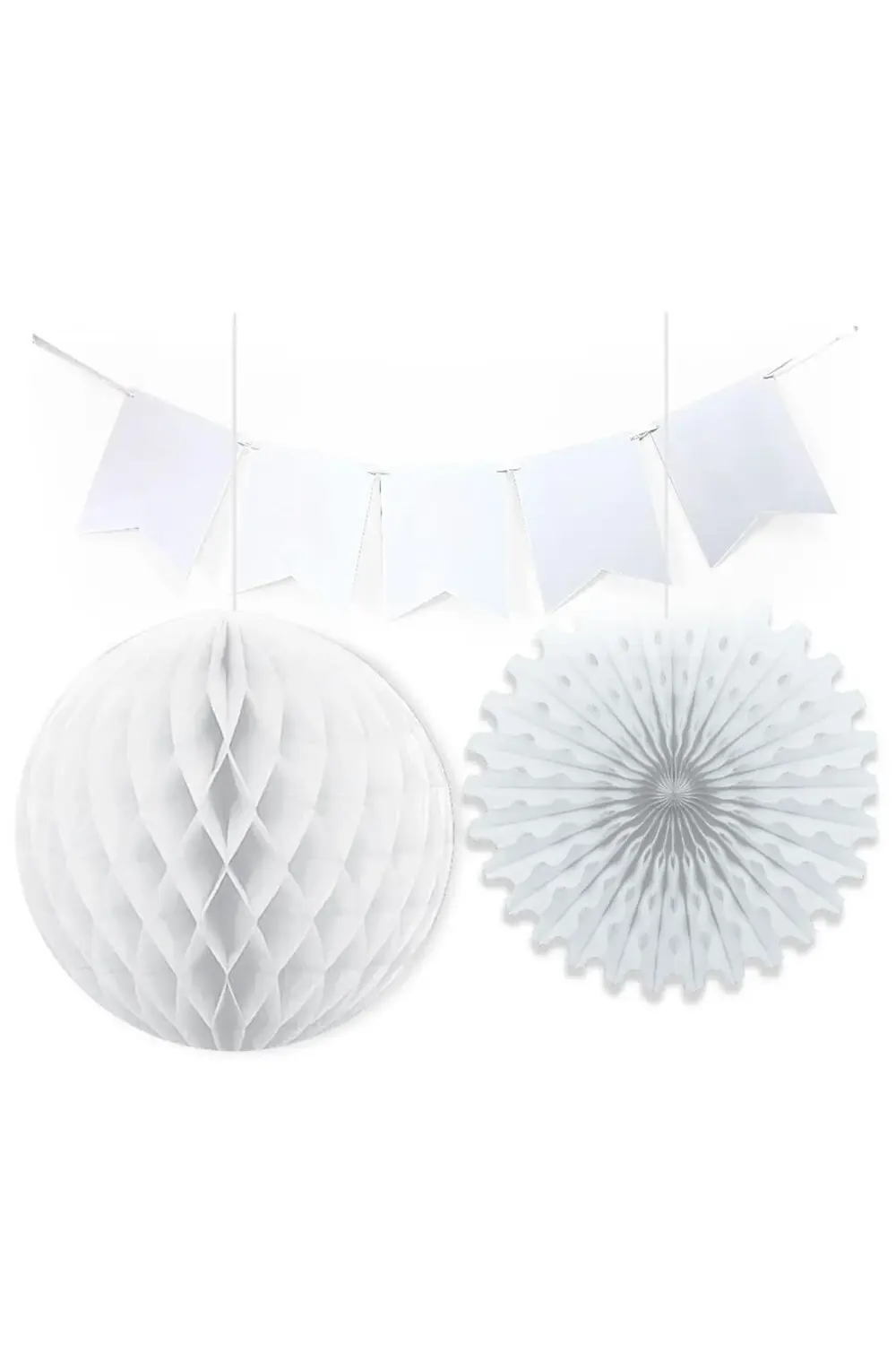 Beyaz Dekorasyon Parti Doğum Günü Süsü 3'lü