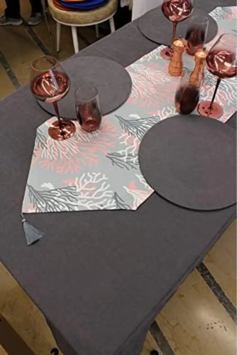 Beyaz Desenli Baskılı Runner Servis 40x150 cm 1178367