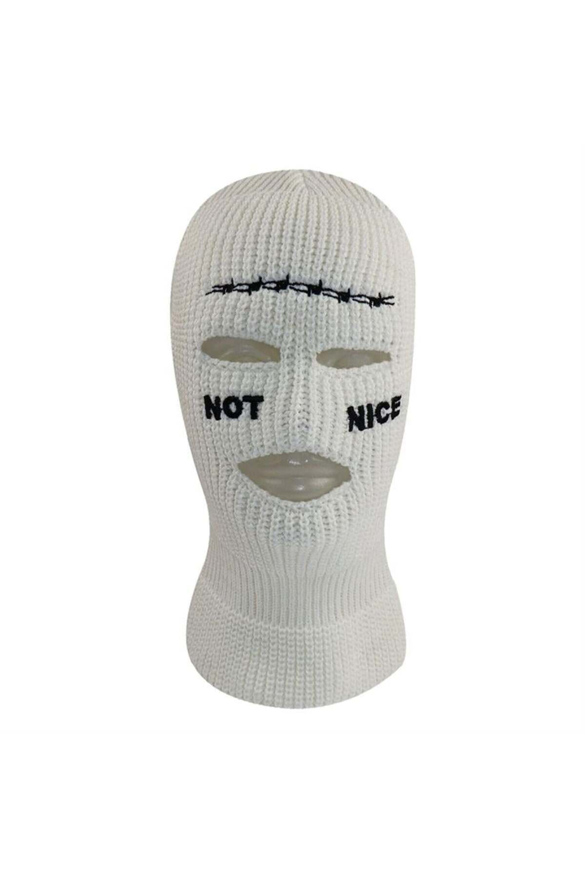Beyaz Dikenli Tel Not Nice Kar Maskesi
