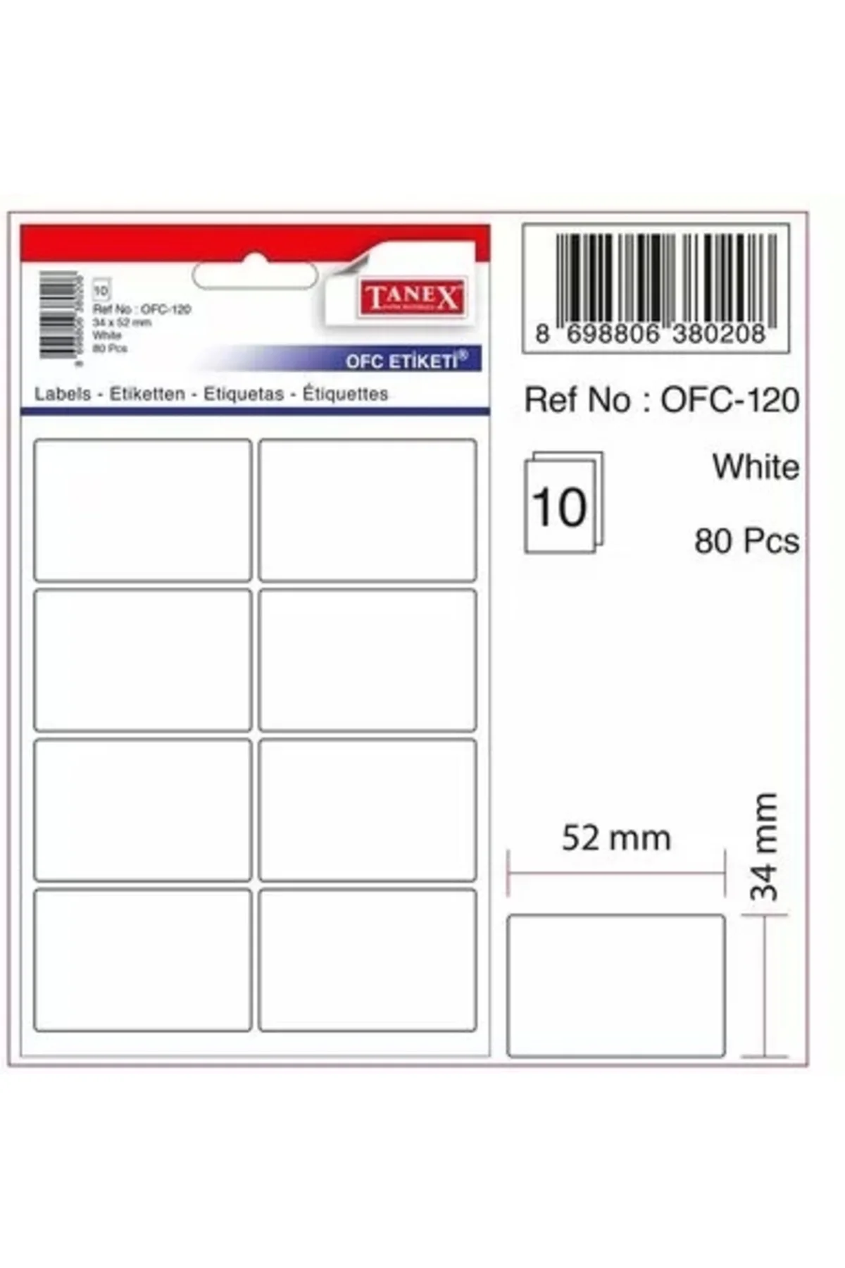 Beyaz Etiket Ölçü : 52×34 Mm Ofc-120