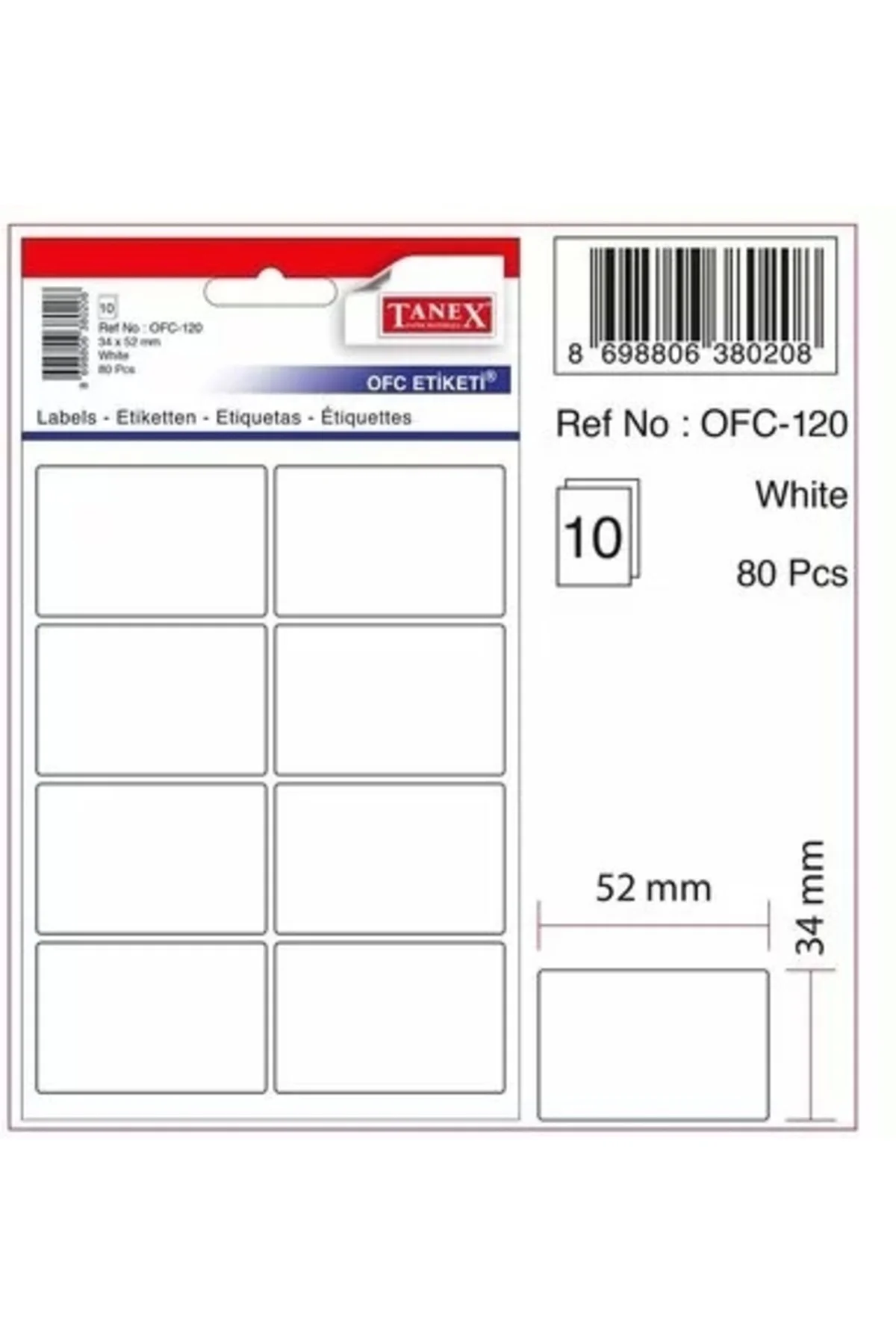 Beyaz Etiket Ölçü : 52×34 Mm Ofc-120