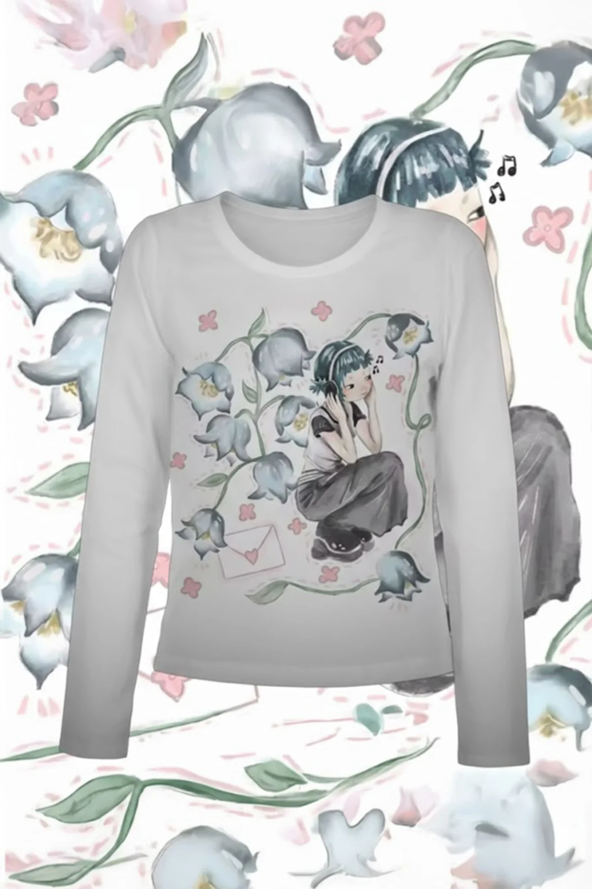 Beyaz Girl İn Flowers Gotik Grunge Y2K Uzun Kollu Crop Beyaz Girl İn Flowers Gotik Grunge Y2K Uzun Kollu Crop