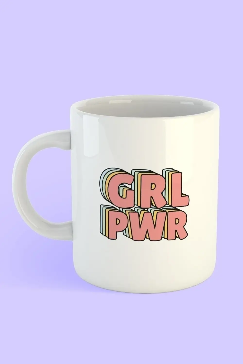 Beyaz Girl Power Yazılı Kupa
