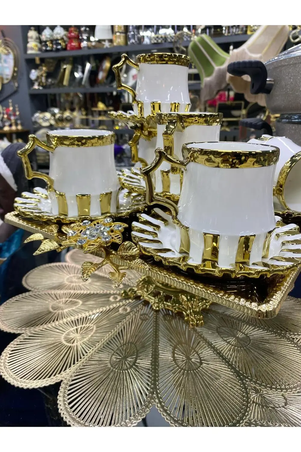 Beyaz Gold 6 Kişilik Çay Kahve Fincan Takımı 180 ml