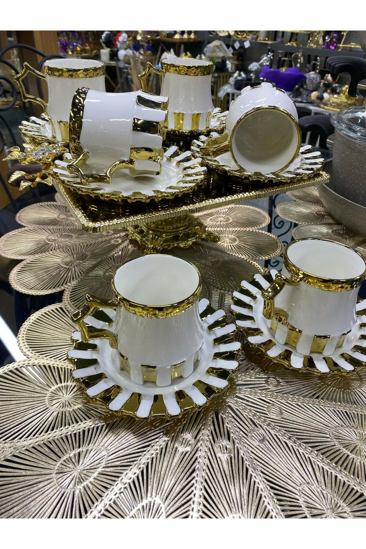 Beyaz Gold 6 Kişilik Çay Kahve Fincan Takımı 180 ml