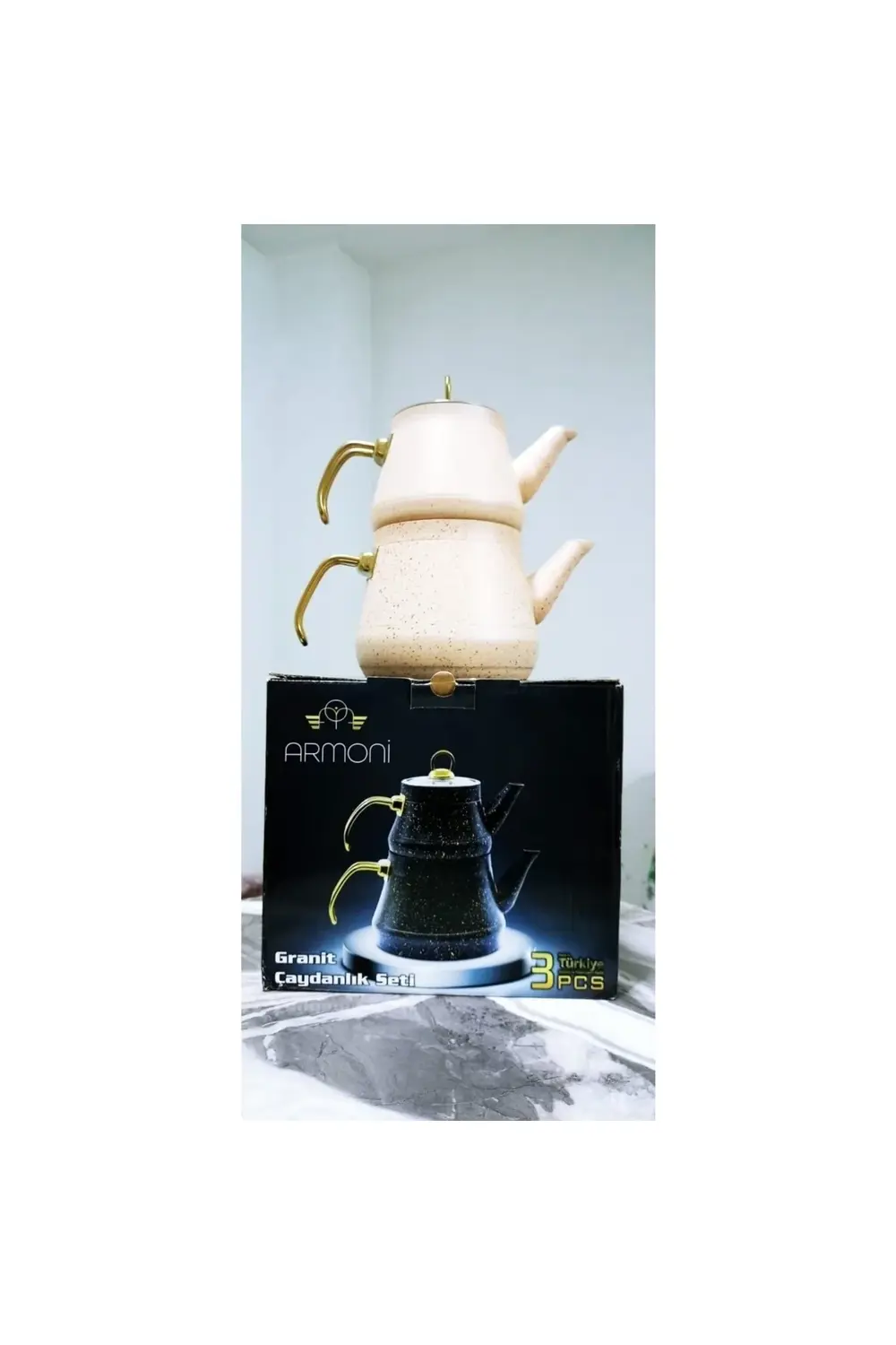 Beyaz Granit Kaplama Çaydanlık