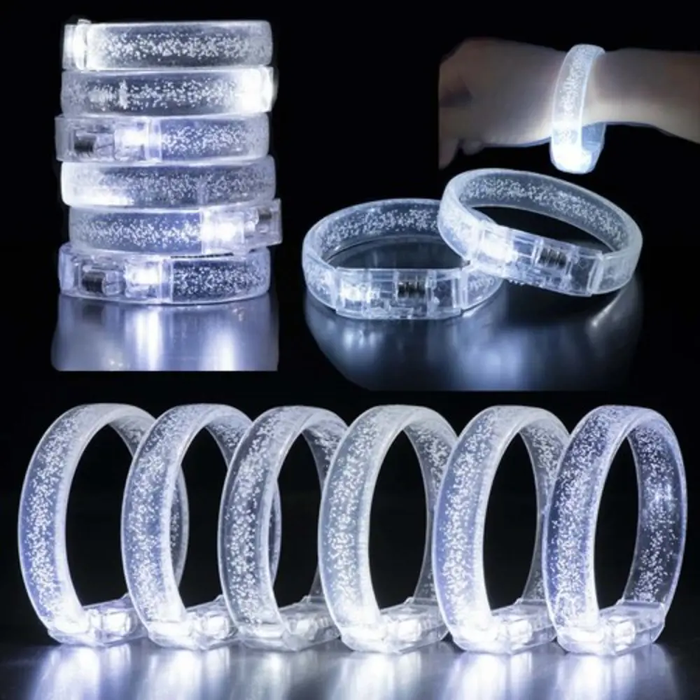 Beyaz-Gümüş Led Işıklı Baskı Yapılabilen Pilli Bileklik Bilezik 1