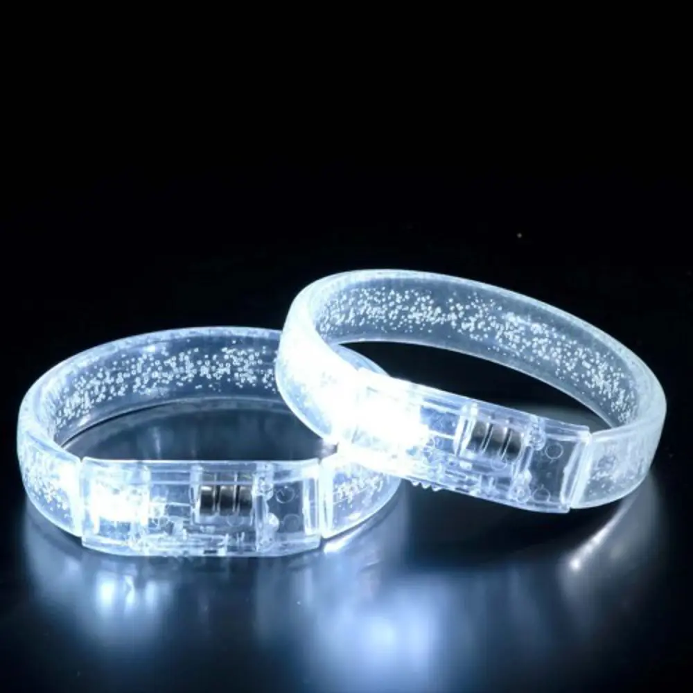 Beyaz-Gümüş Led Işıklı Baskı Yapılabilen Pilli Bileklik Bilezik 1