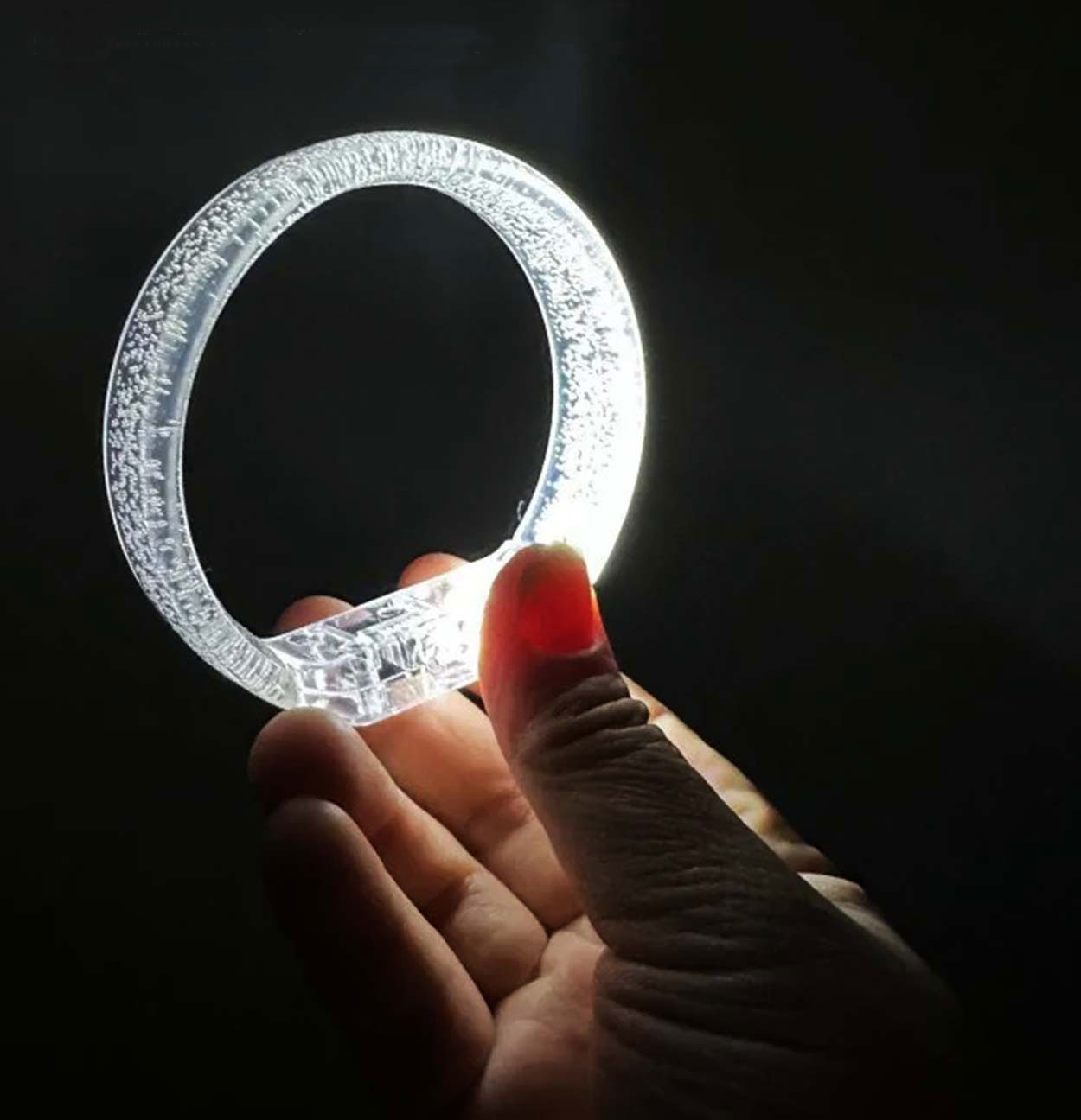 Beyaz-Gümüş Led Işıklı Baskı Yapılabilen Pilli Bileklik Bilezik 1