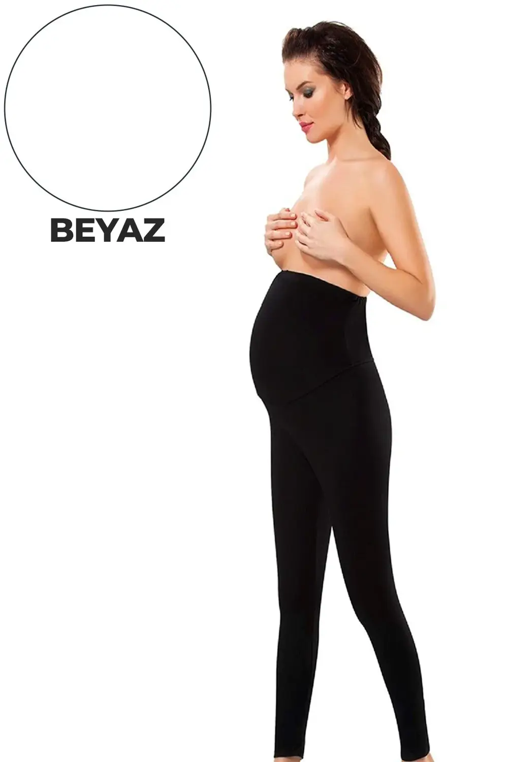 Beyaz Hamile ( Lohusa ) Penye Tayt - 560 - Beden S/M