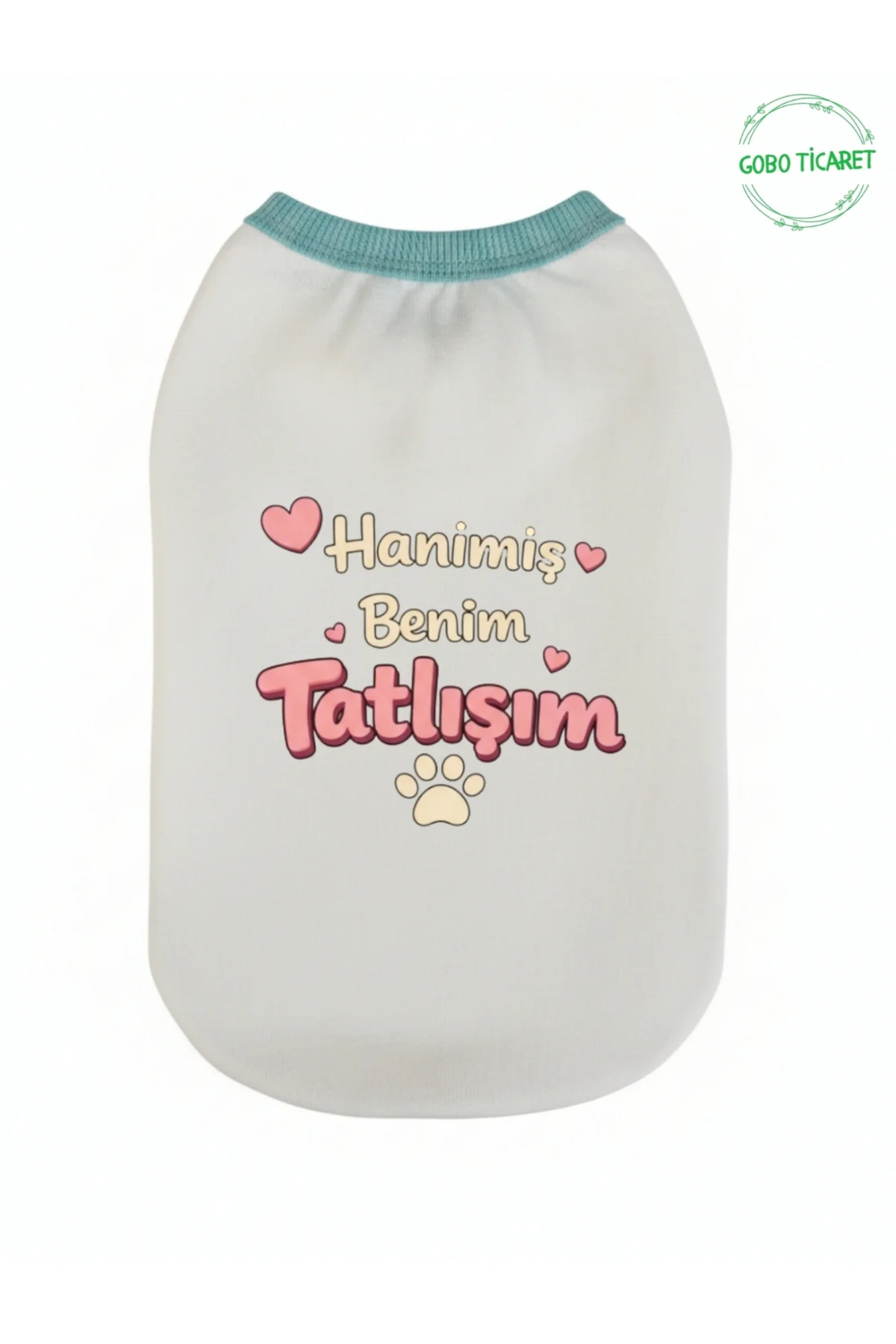 Beyaz Hanimiş Benim Tatlışım Baskılı Kedi ve Köpek Kıyafeti Tişörtü Elbisesi Large/L/Beden 3