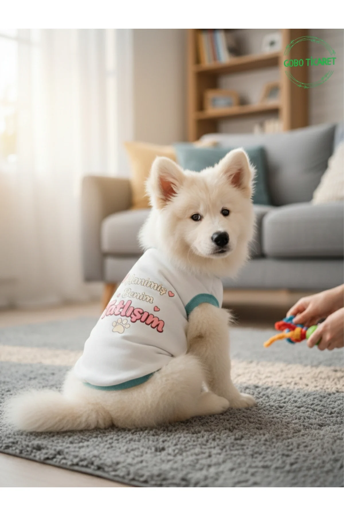 Beyaz Hanimiş Benim Tatlışım Baskılı Kedi ve Köpek Kıyafeti Tişörtü Elbisesi Large/L/Beden 3