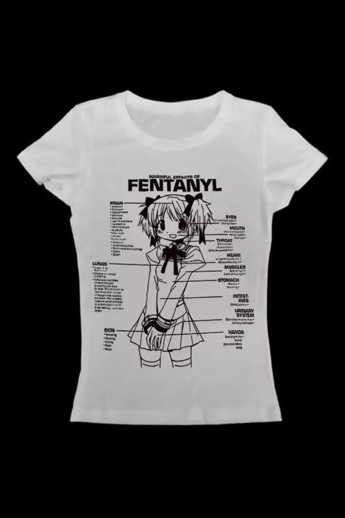 Beyaz Harmful Effect Gotik Y2K Kısa Kollu Crop Beyaz Harmful Effect Gotik Y2K Kısa Kollu Crop