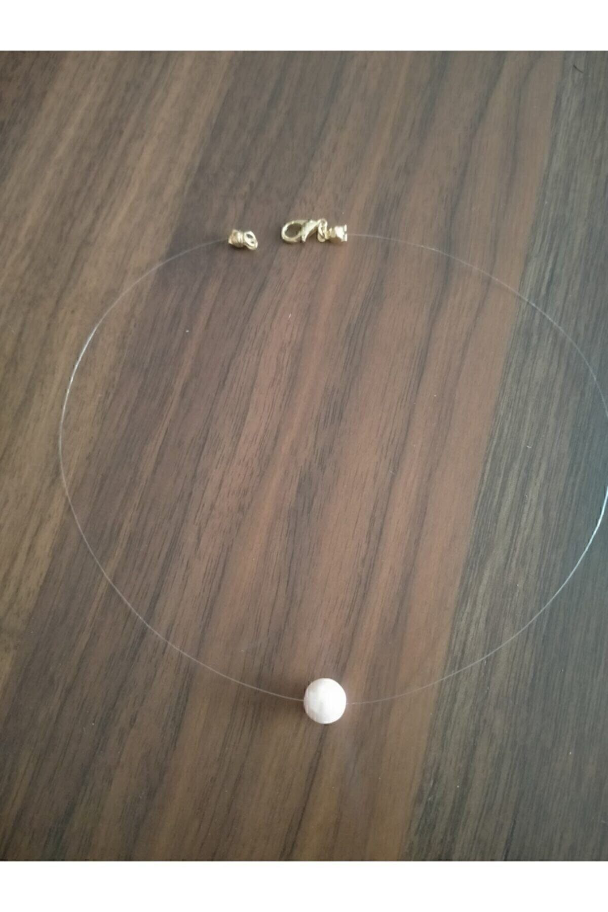 Beyaz Incili Hayalet Kolye