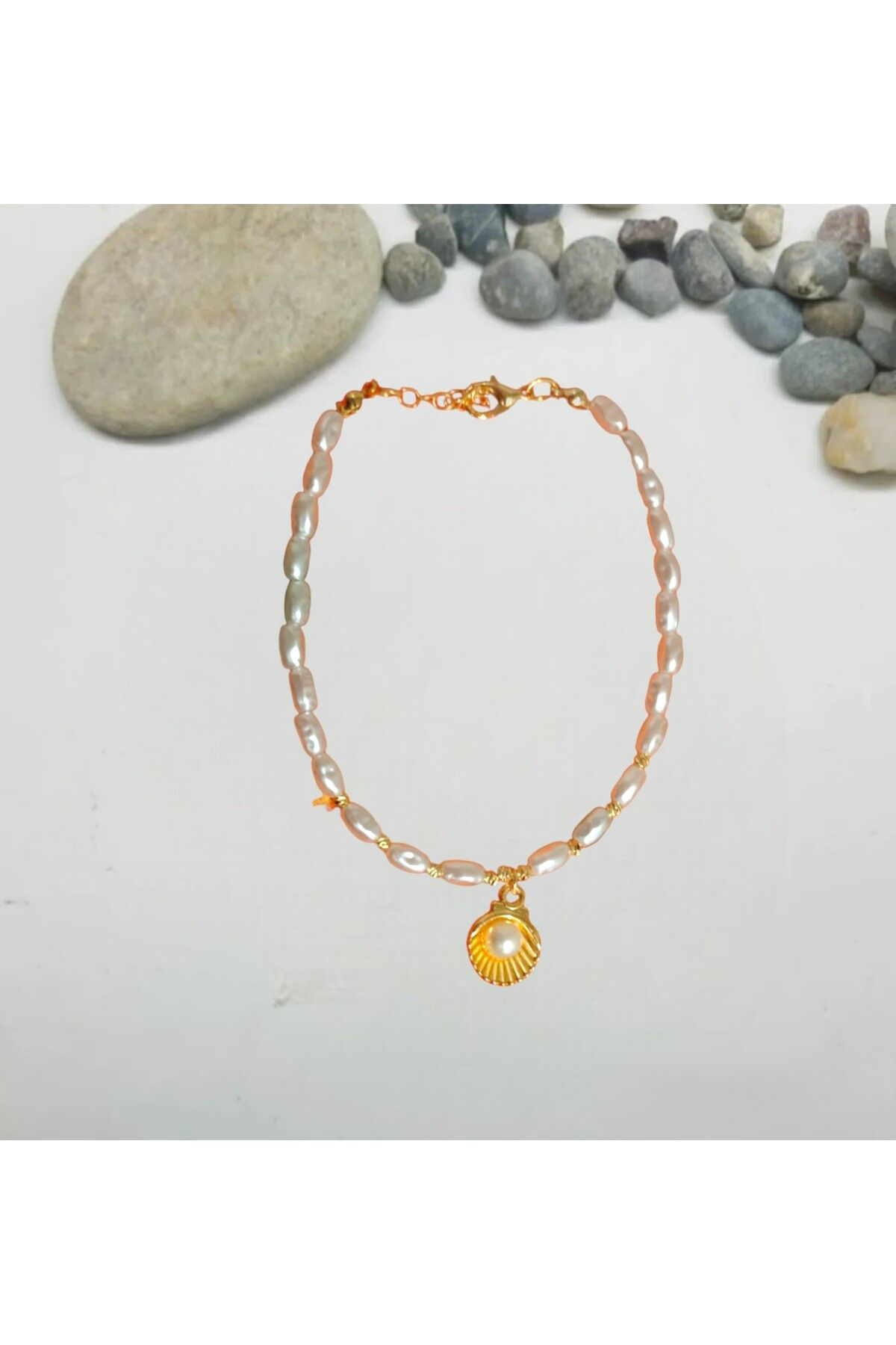 Dodemert Home Beyaz İncili Midye Tasarim Halhal