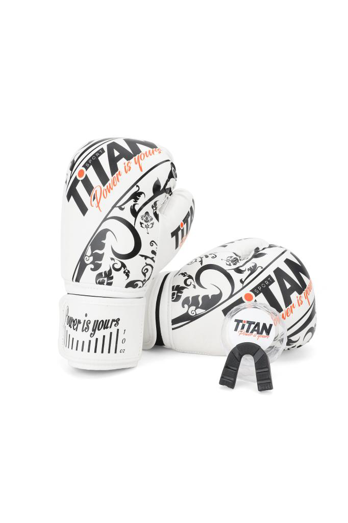 Titan Sport Beyaz İşlemeli Boks Eldiveni+Dişlik Seti Titan Sport Beyaz İşlemeli Boks Eldiveni+Dişlik Seti