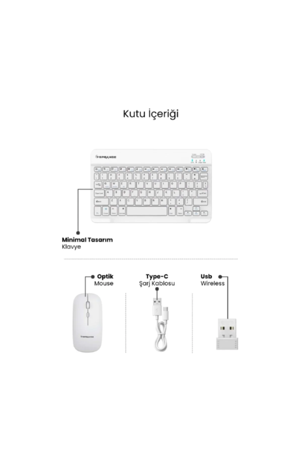 Beyaz Kablosuz Klavye Ve Mouse Seti