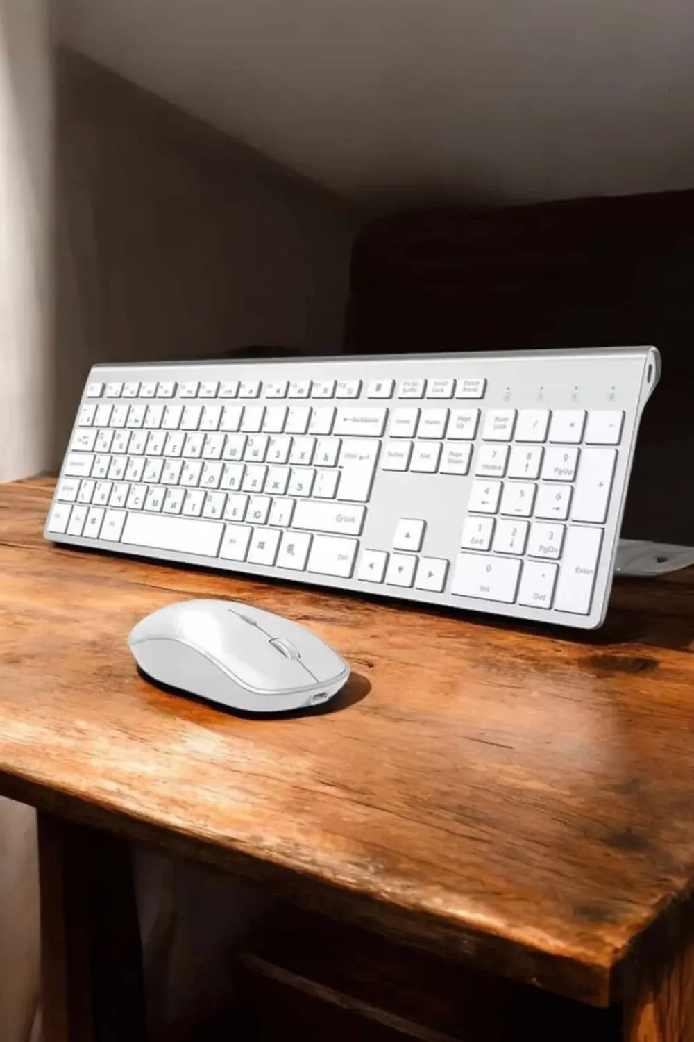 Beyaz Kablosuz Klavye Fare Seti Kablosuz Fare USB Alıcı PC Uyumlu