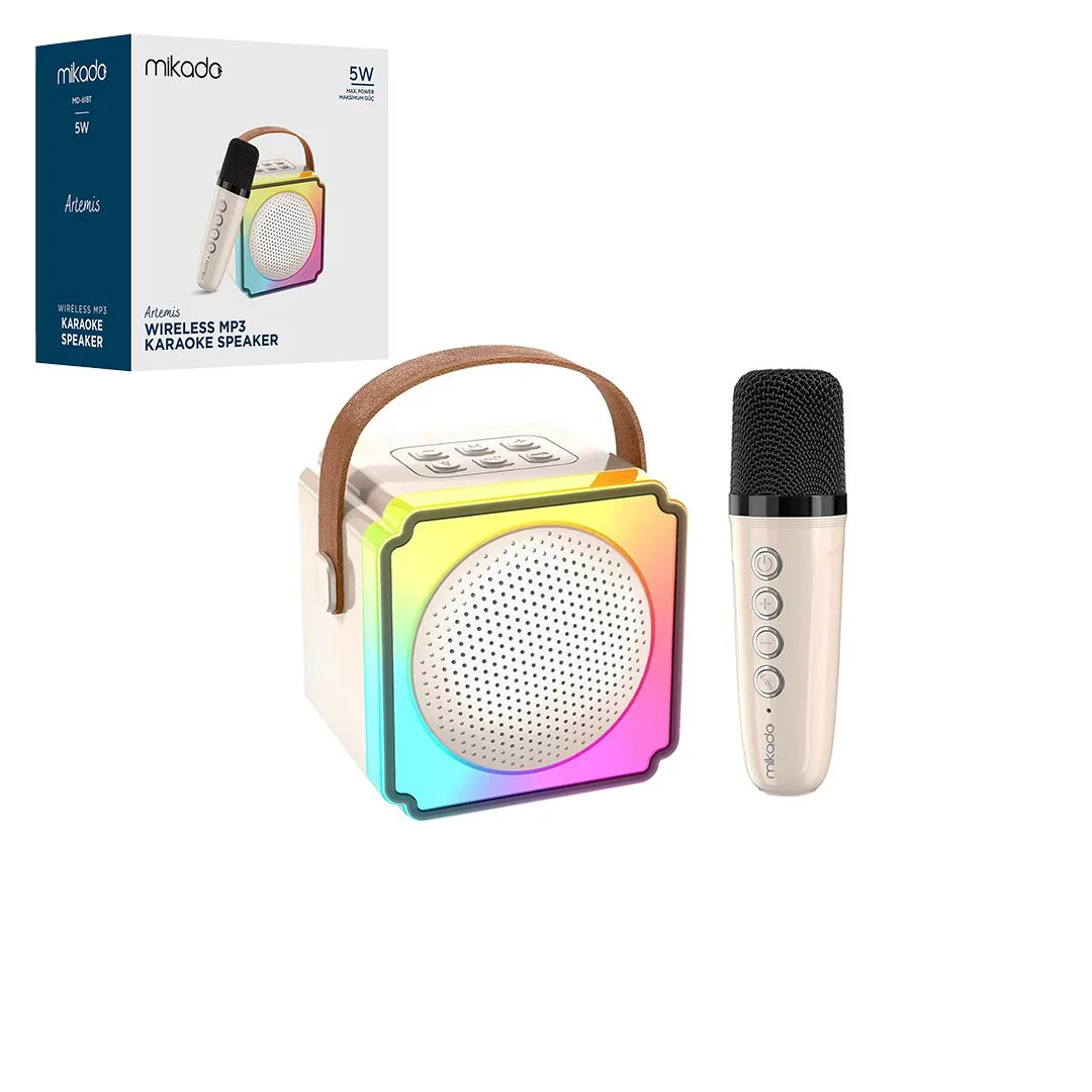 Beyaz Karaoke Mikrofonlu Wireless Hoparlör - Speaker Işıklı Usb Şarjlı Bt - Tf Card - Aux 5W Beyaz Karaoke Mikrofonlu Wireless Hoparlör - Speaker Işıklı Usb Şarjlı Bt - Tf Card - Aux 5W