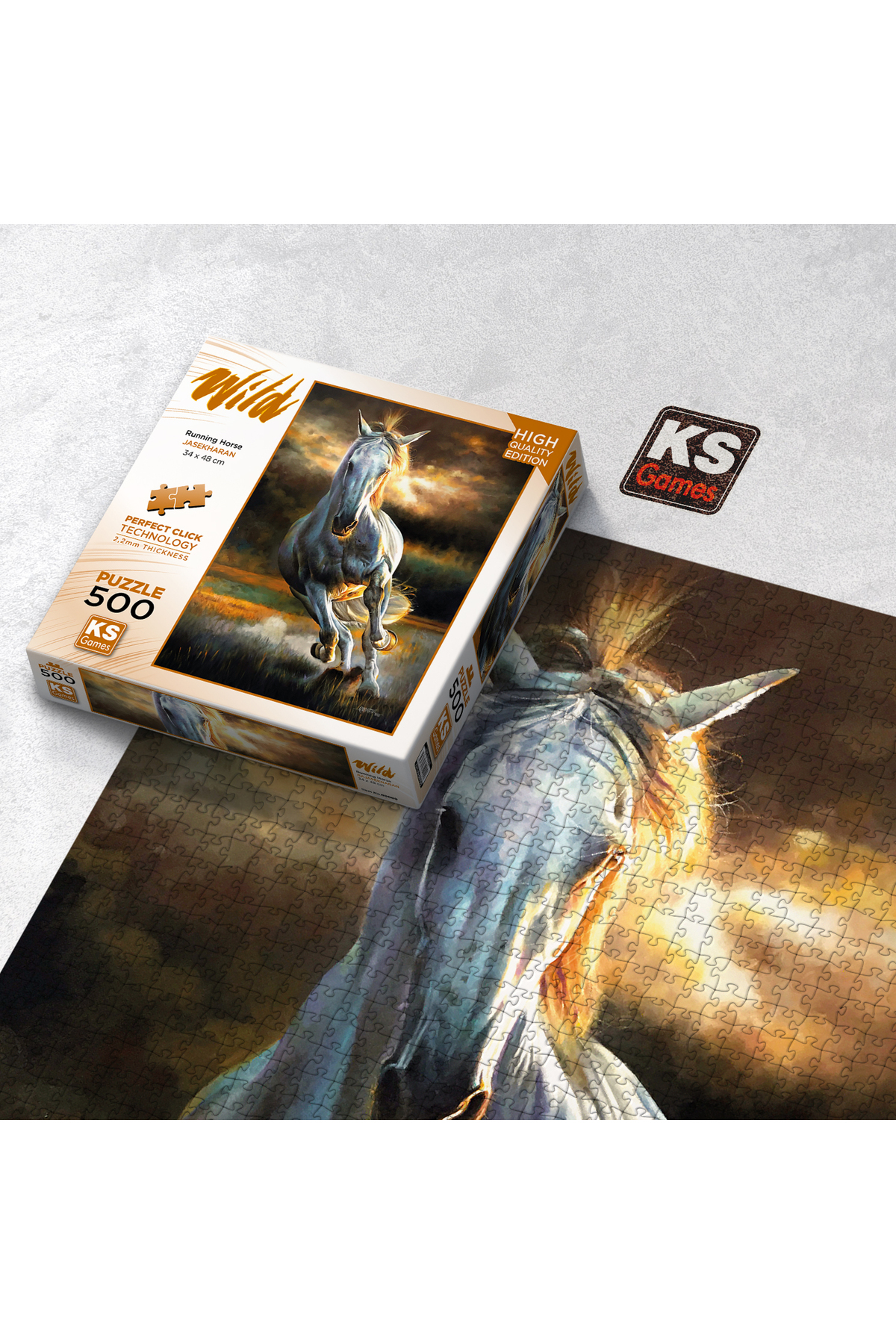 Oyuncak Store Beyaz Kasırga At 500 Parça Yapboz - White Storm Horse 500 Pcs Puz