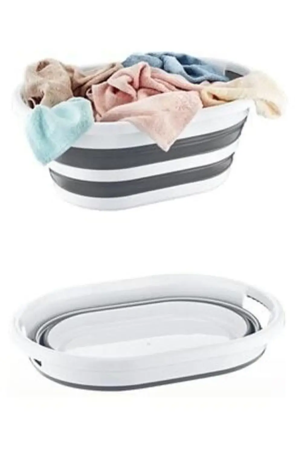 Beyaz Katlanır Çamaşır Sepeti 18 Lt Çamaşır Selesi Akardiyon 18,5