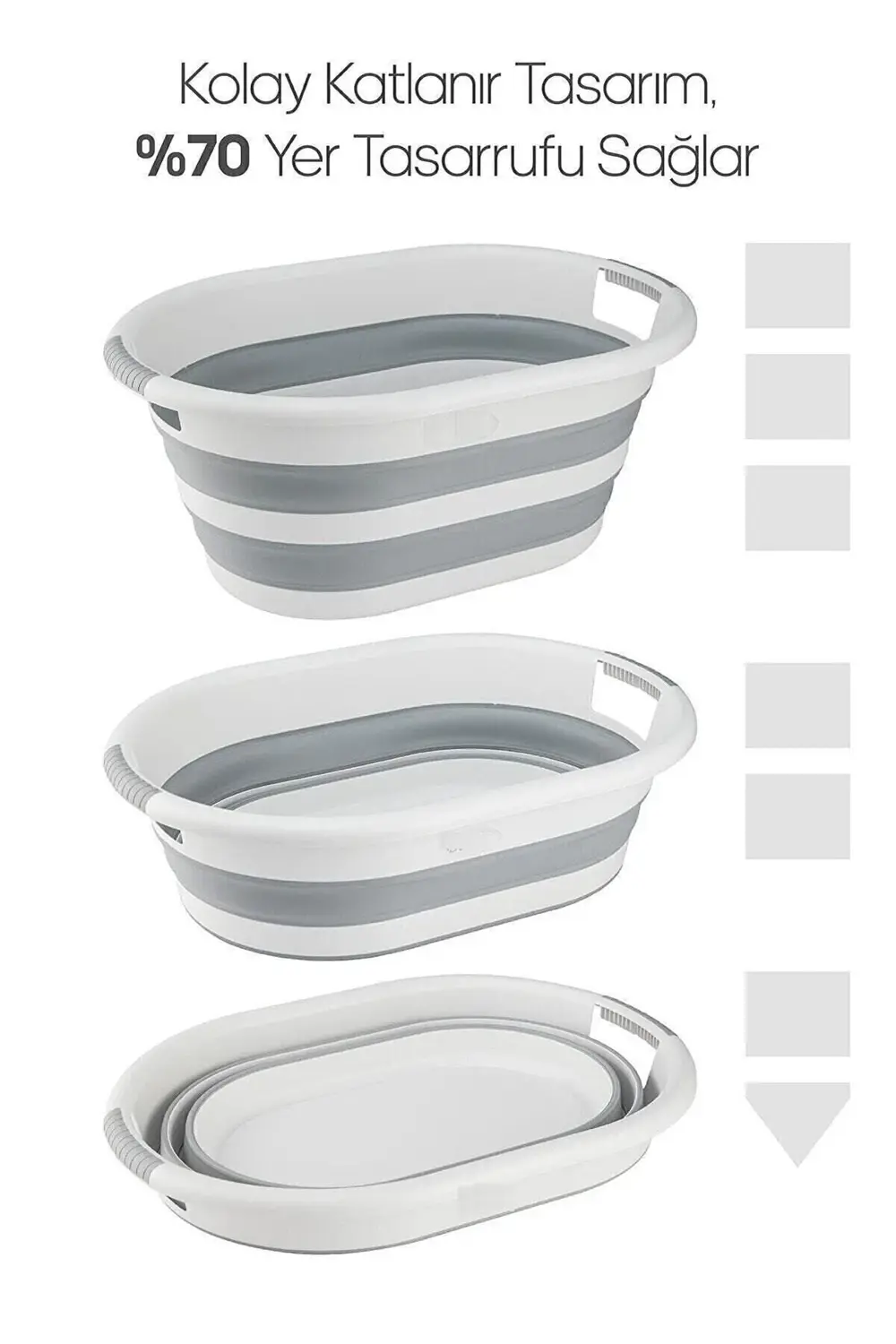 Beyaz Katlanır Çamaşır Sepeti 18 Lt Çamaşır Selesi Akardiyon 18,5