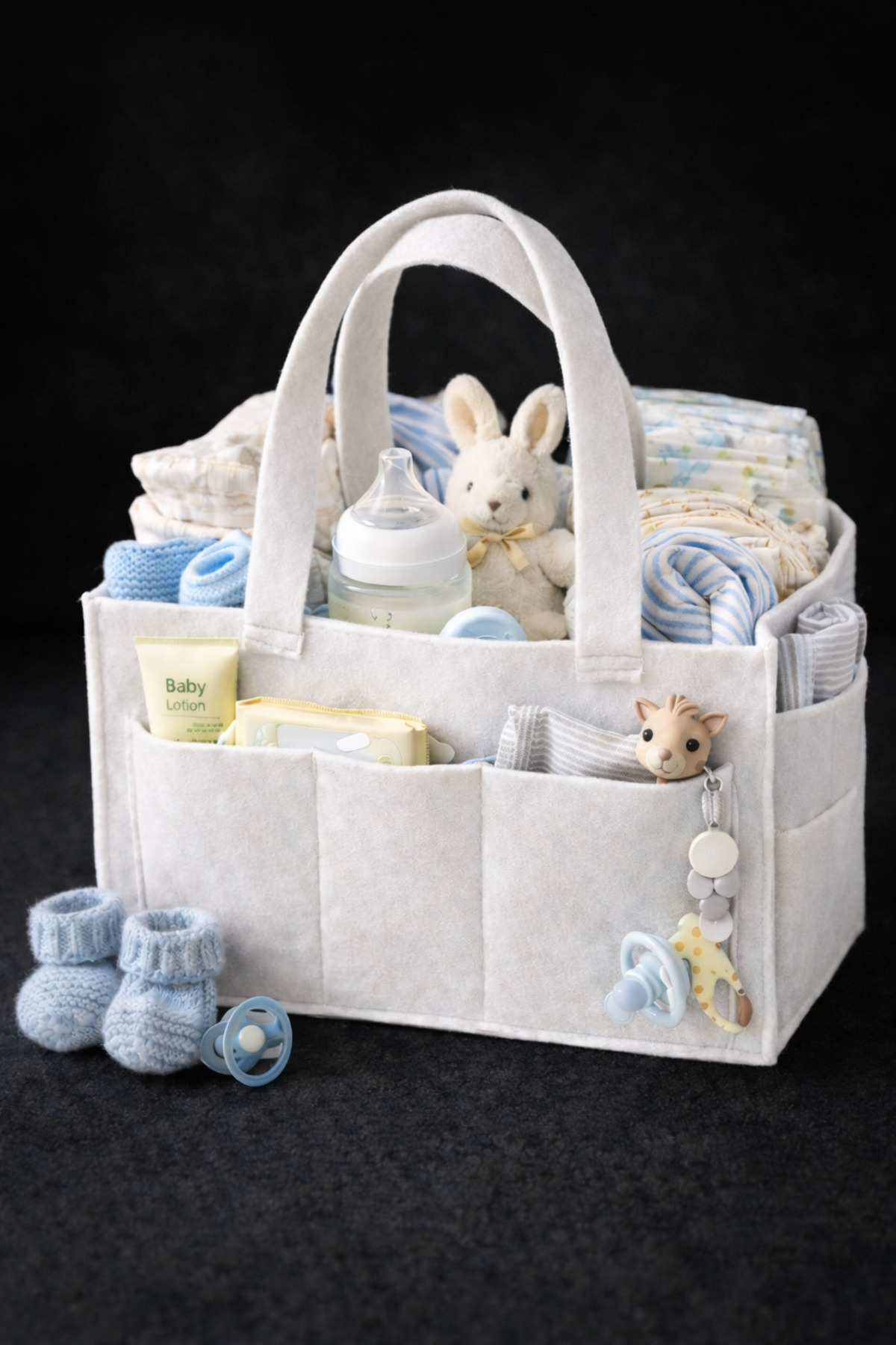 Beyaz Keçe Anne Bebek Bakım Çantası Yenidoğan İçin Organizer Taşı Beyaz Keçe Anne Bebek Bakım Çantası Yenidoğan İçin Organizer Taşı