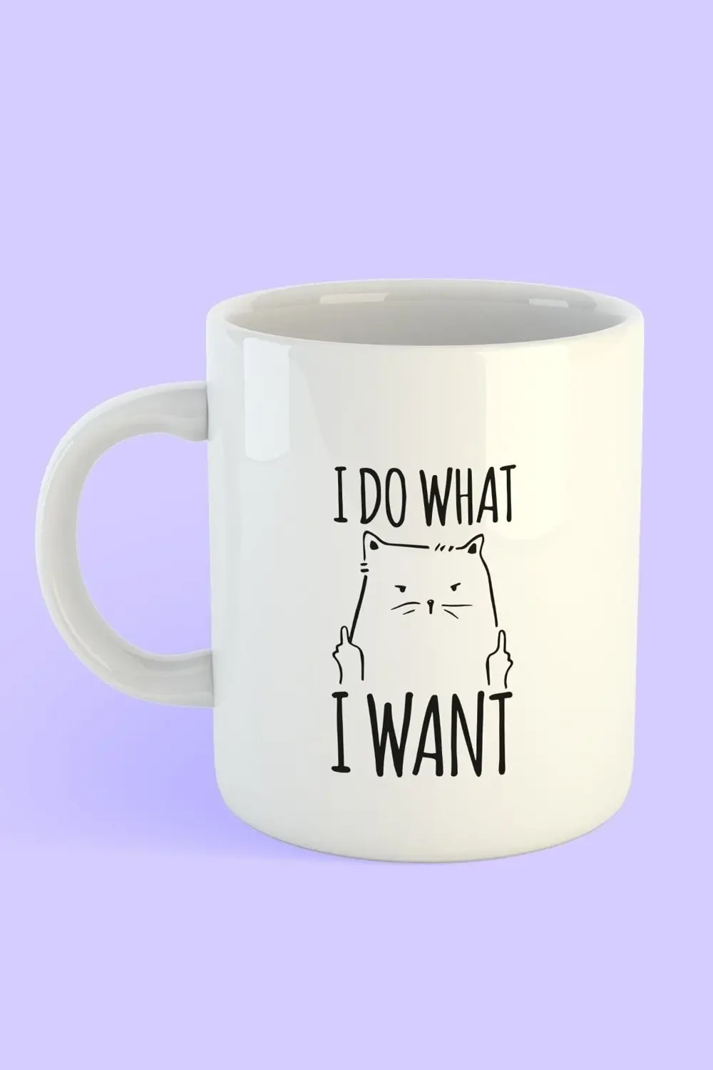 Beyaz Kedi I Do What I Want Baskılı Kupa