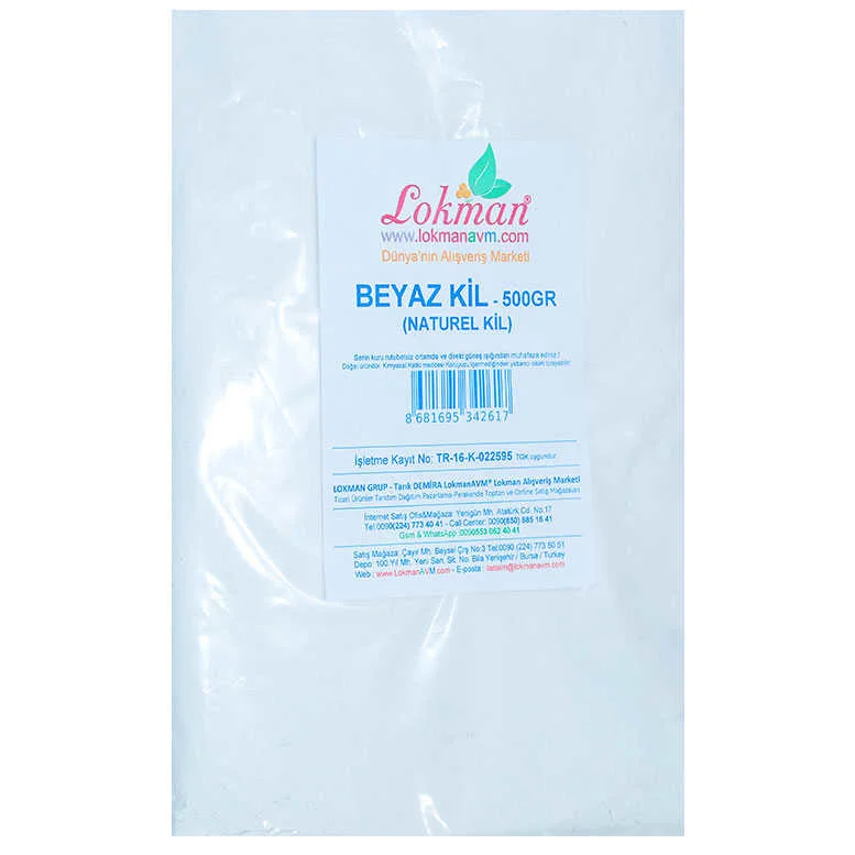 Beyaz Kil Öğütülmüş Doğal Saf Naturel 500 Gr Paket