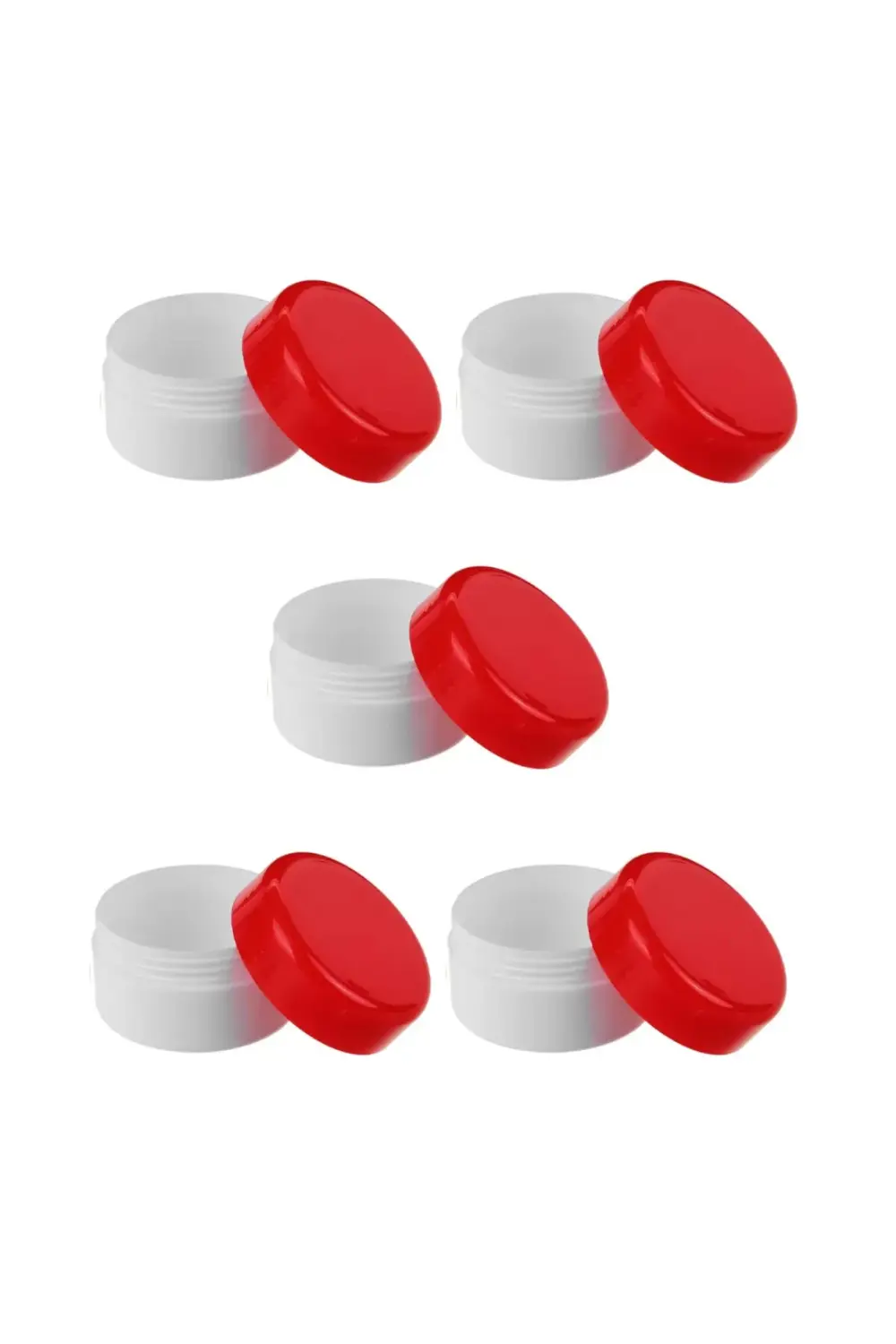 Beyaz Kırmızı Boş Krem Kutusu 25 ML Seyahat Boy Mini Organizer Şa