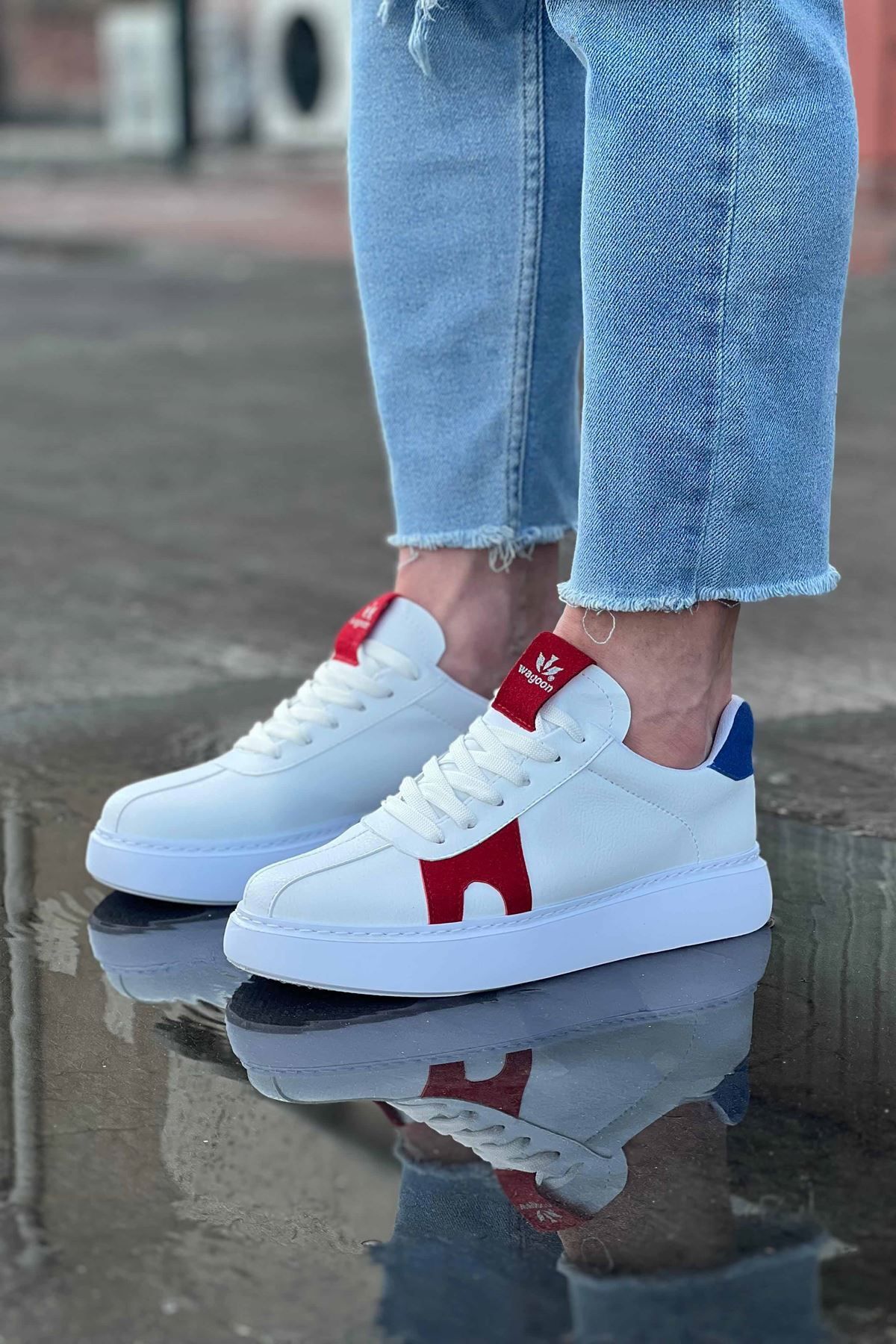 K&A Beyaz Kırmızı Erkek Casual Ayakkabı